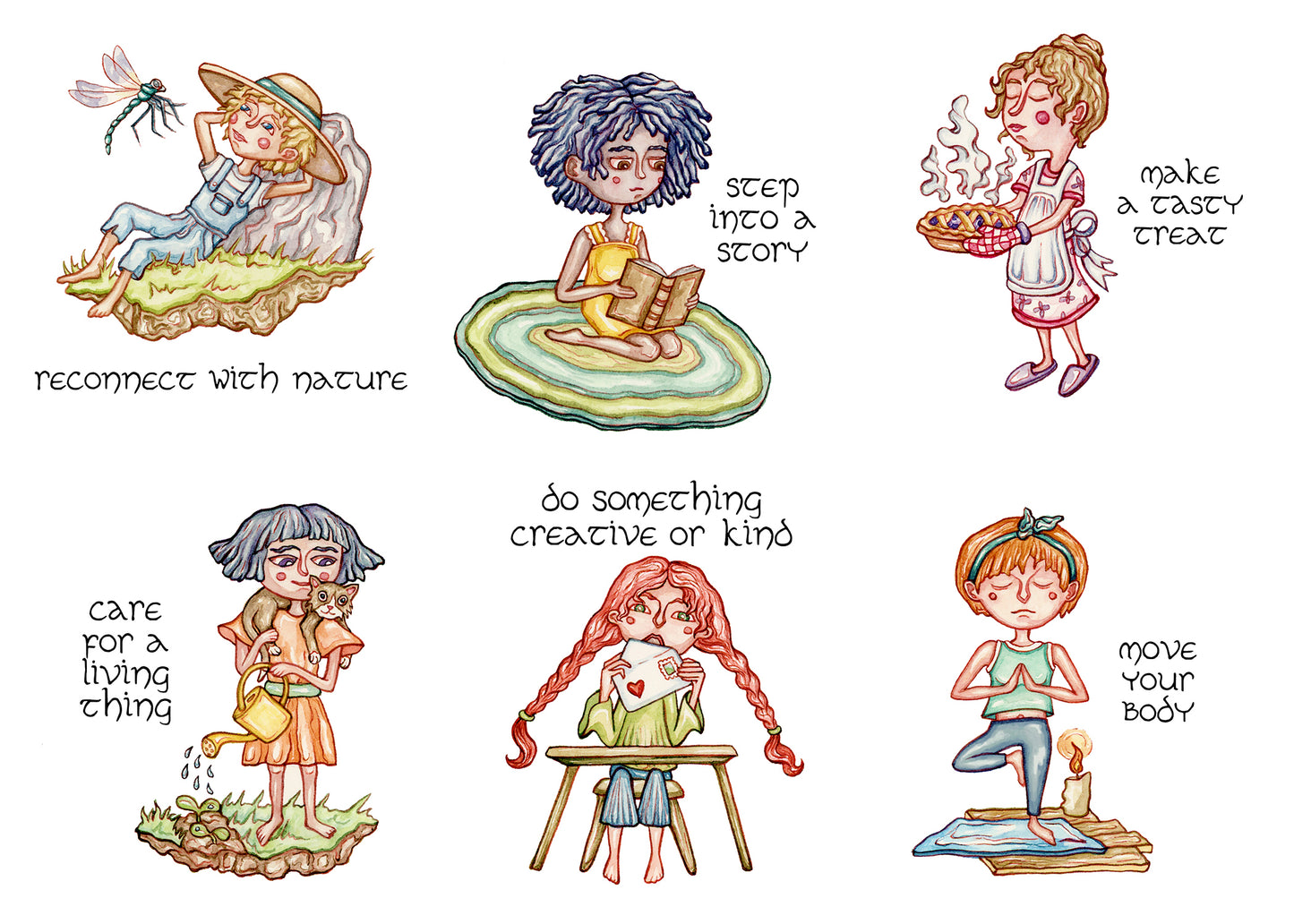 Original Self-Care Dice Illustrations