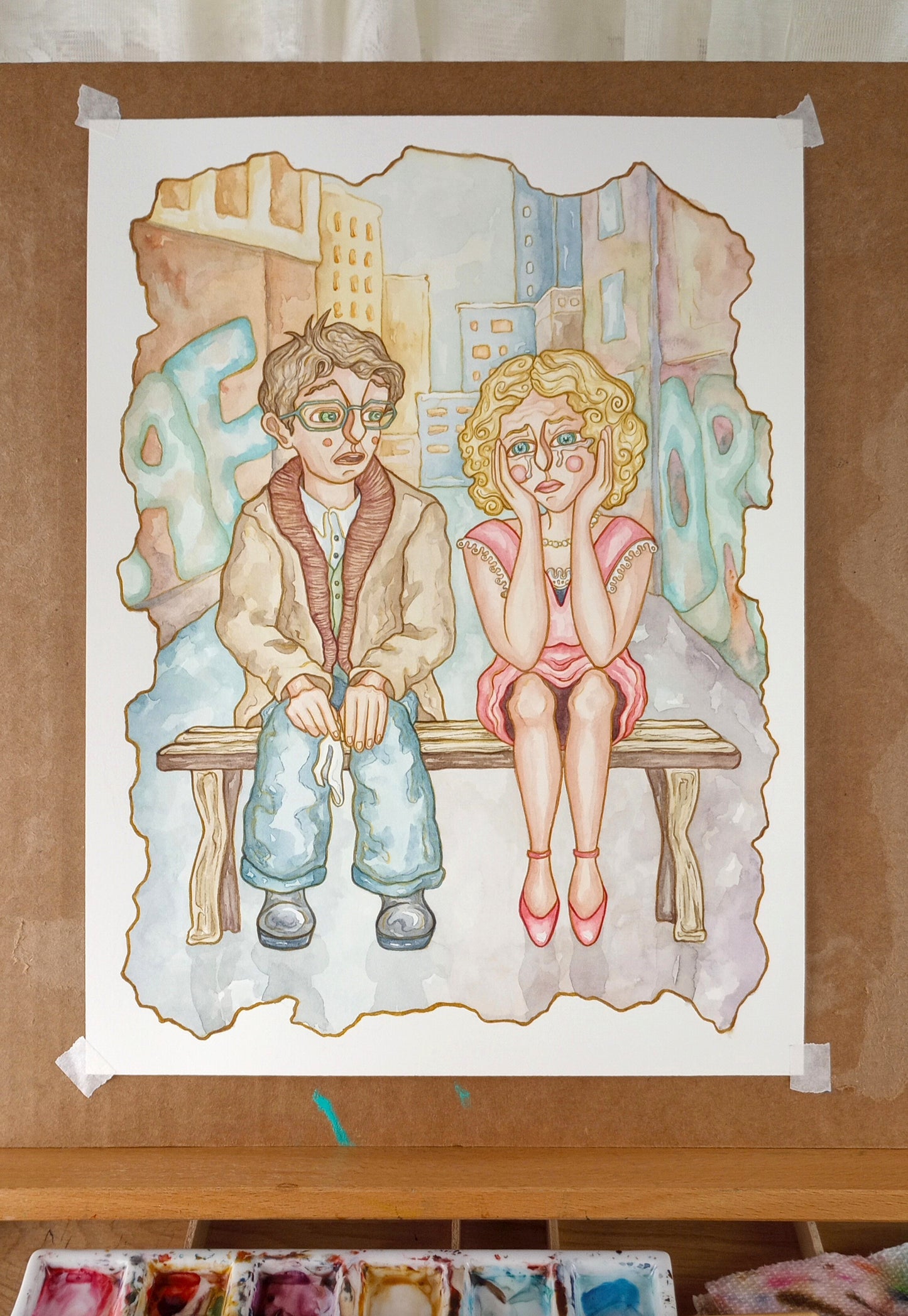 "Not a Man" Original Watercolor Illustration for "Faces of God" (12x9 inches)