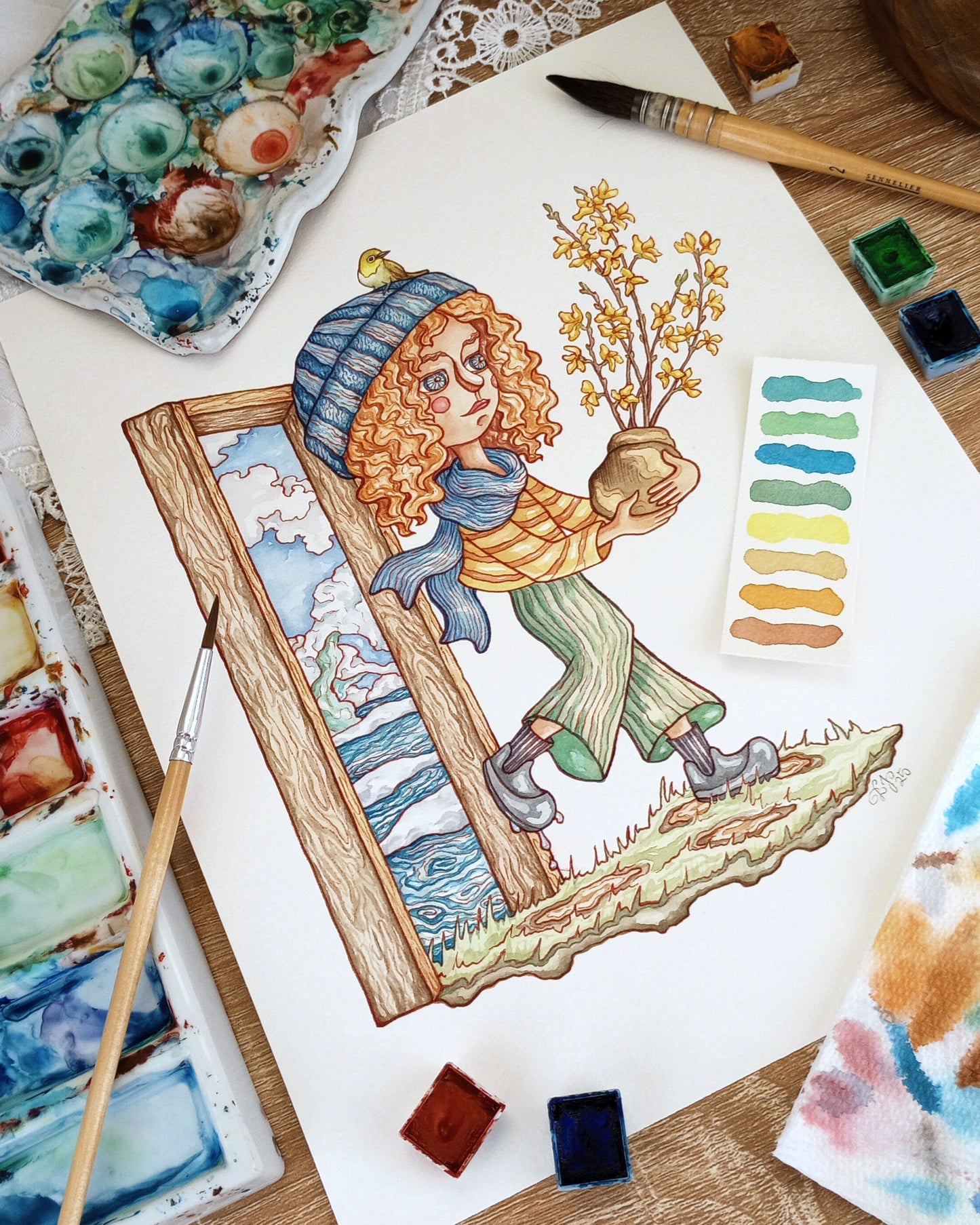 "Step Into Spring" Original Watercolor Painting (11x8.5 inches)