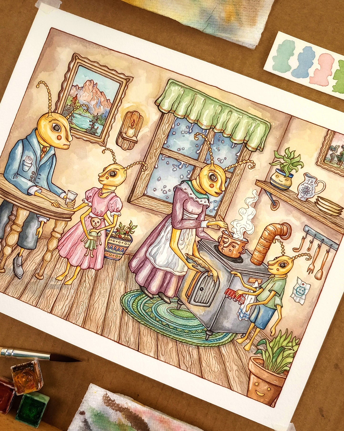 "The Termites" Original Watercolor Painting (8x10 inches)