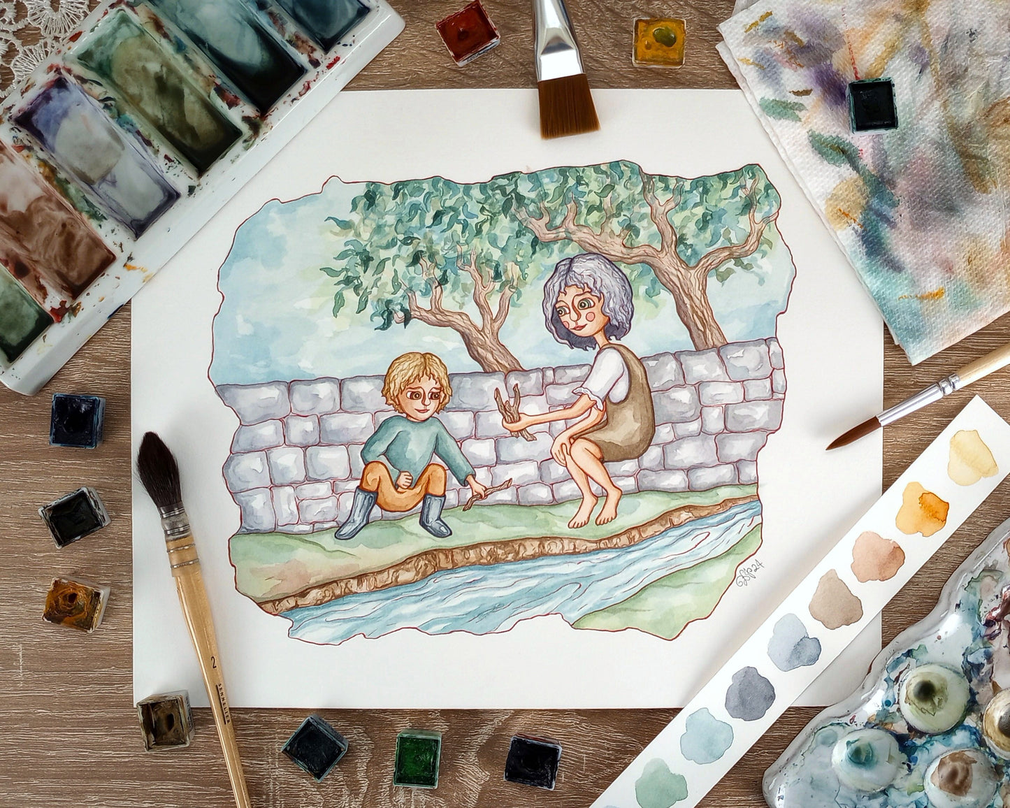 Select From Seven Original Watercolor Illustrations for "The Mandalina Tree" Story