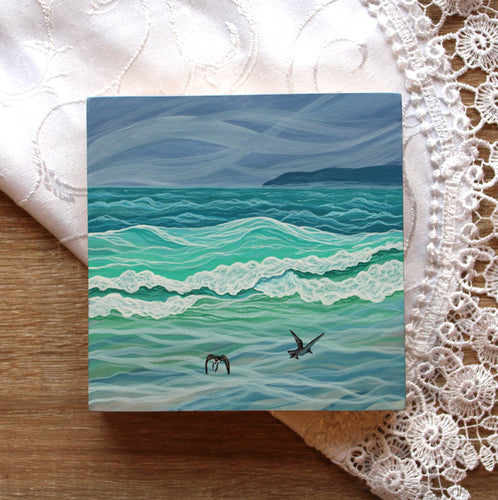 January 29 (Miniature Gouache Seascape on Wooden Panel—Unframed Original—Ocean-A-Day Collection)