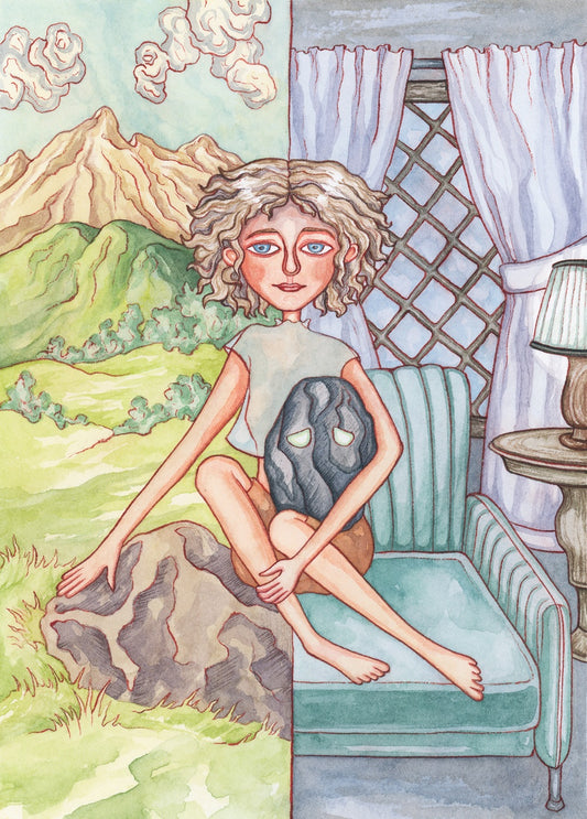 "At Home With Pain" Original Watercolor Painting (8x6 inches)