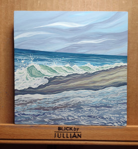 January 01 (Miniature Gouache Seascape on Wooden Panel—Unframed Original—Ocean-A-Day Collection)