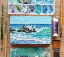 Load image into Gallery viewer, January 06 (Miniature Gouache Seascape on Wooden Panel—Unframed Original—Ocean-A-Day Collection)