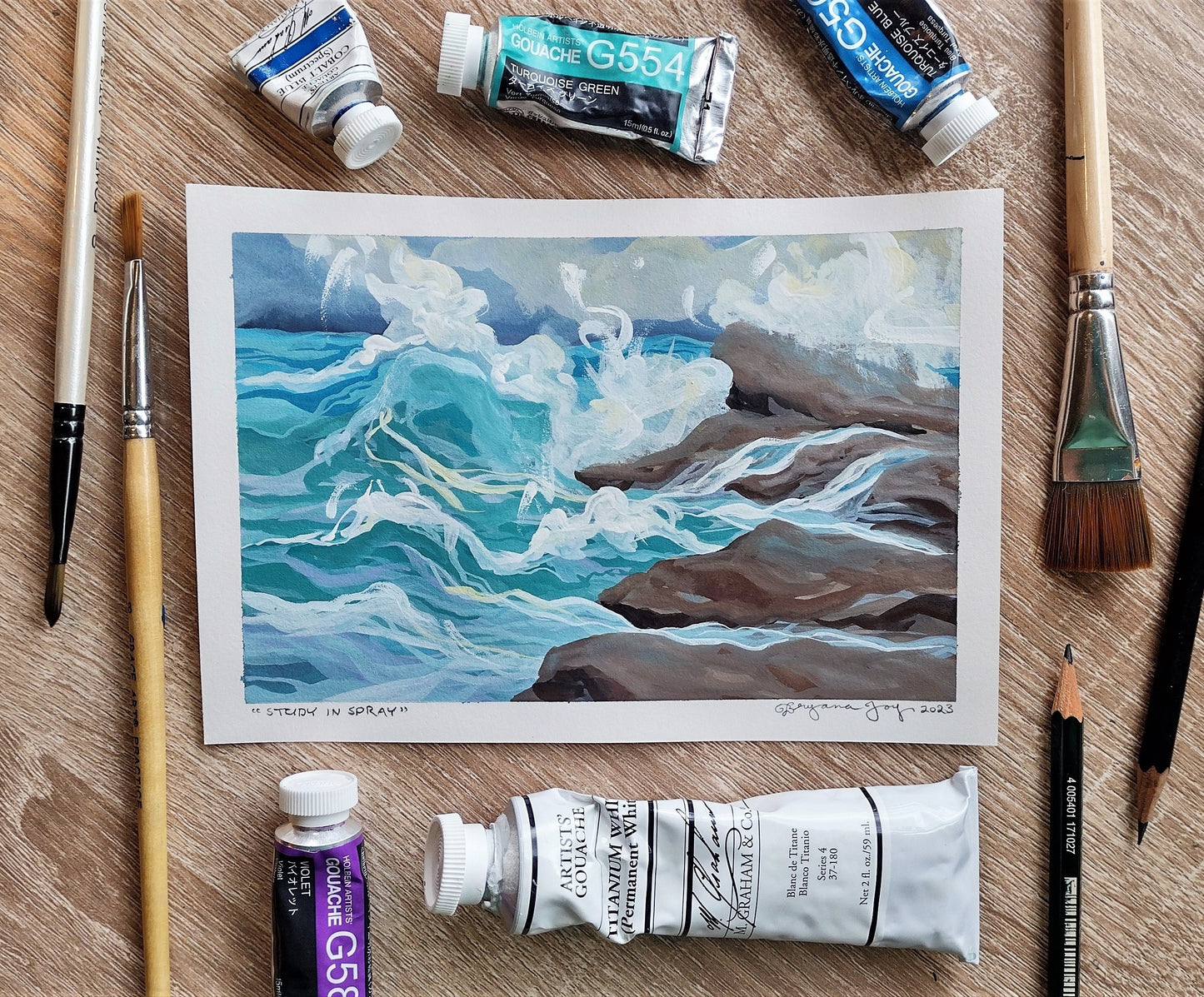 "Study in Spray" (Original Gouache Sketch)