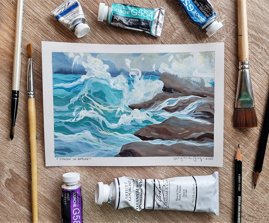 "Study in Spray" (Original Gouache Sketch)