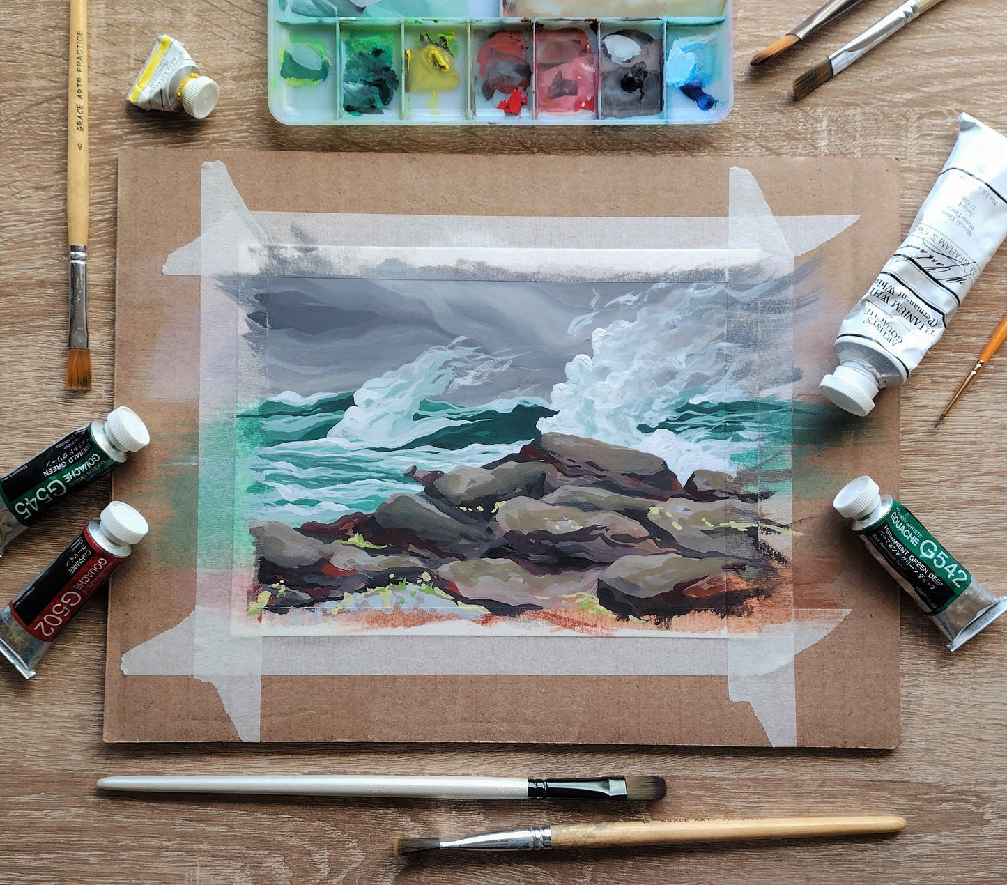 "After Winslow Homer: Eastern Point" (Original Gouache Sketch)