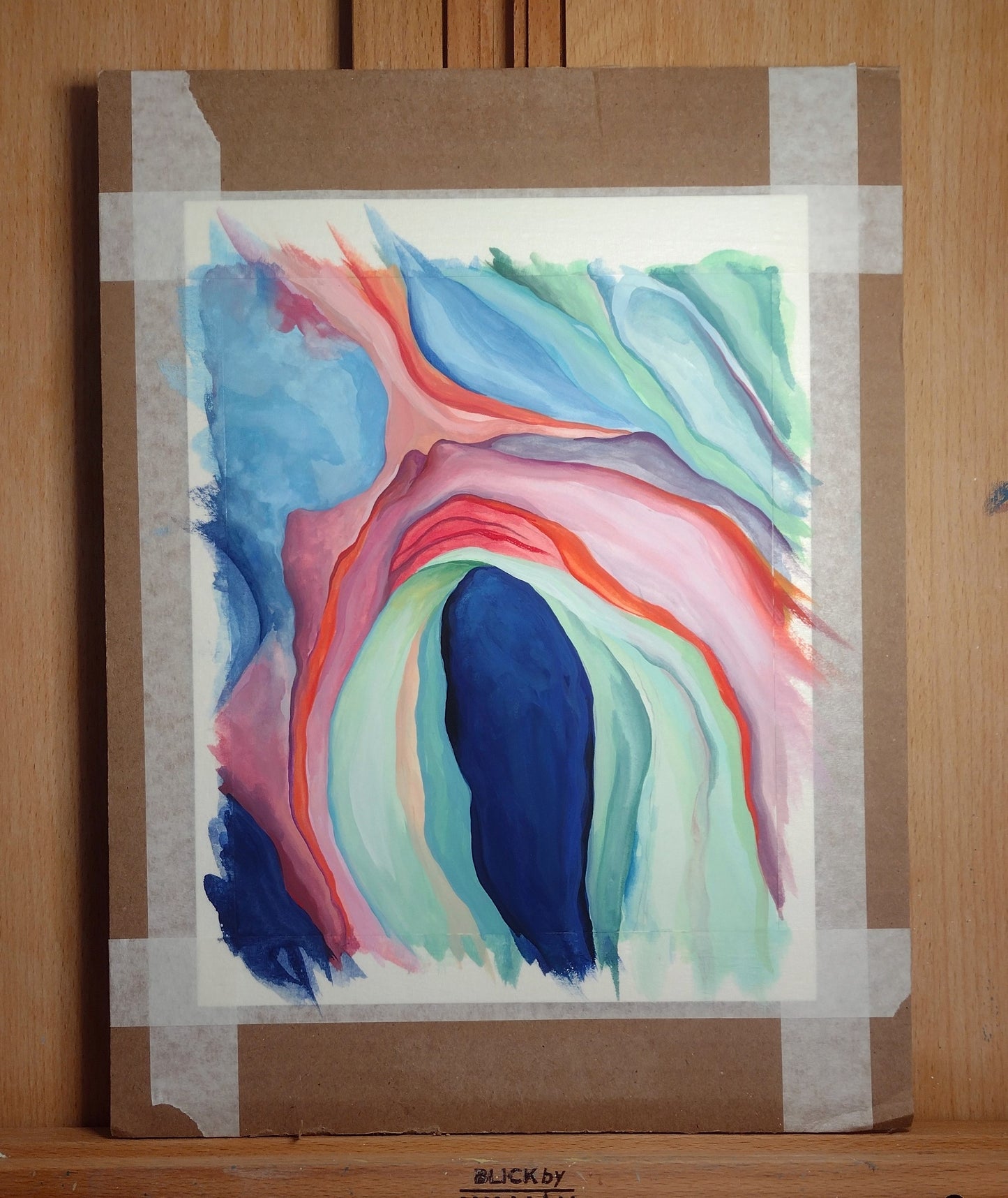 "After Georgia O'Keeffe: Music Pink and Blue, No. 2" (Original Gouache Sketch)