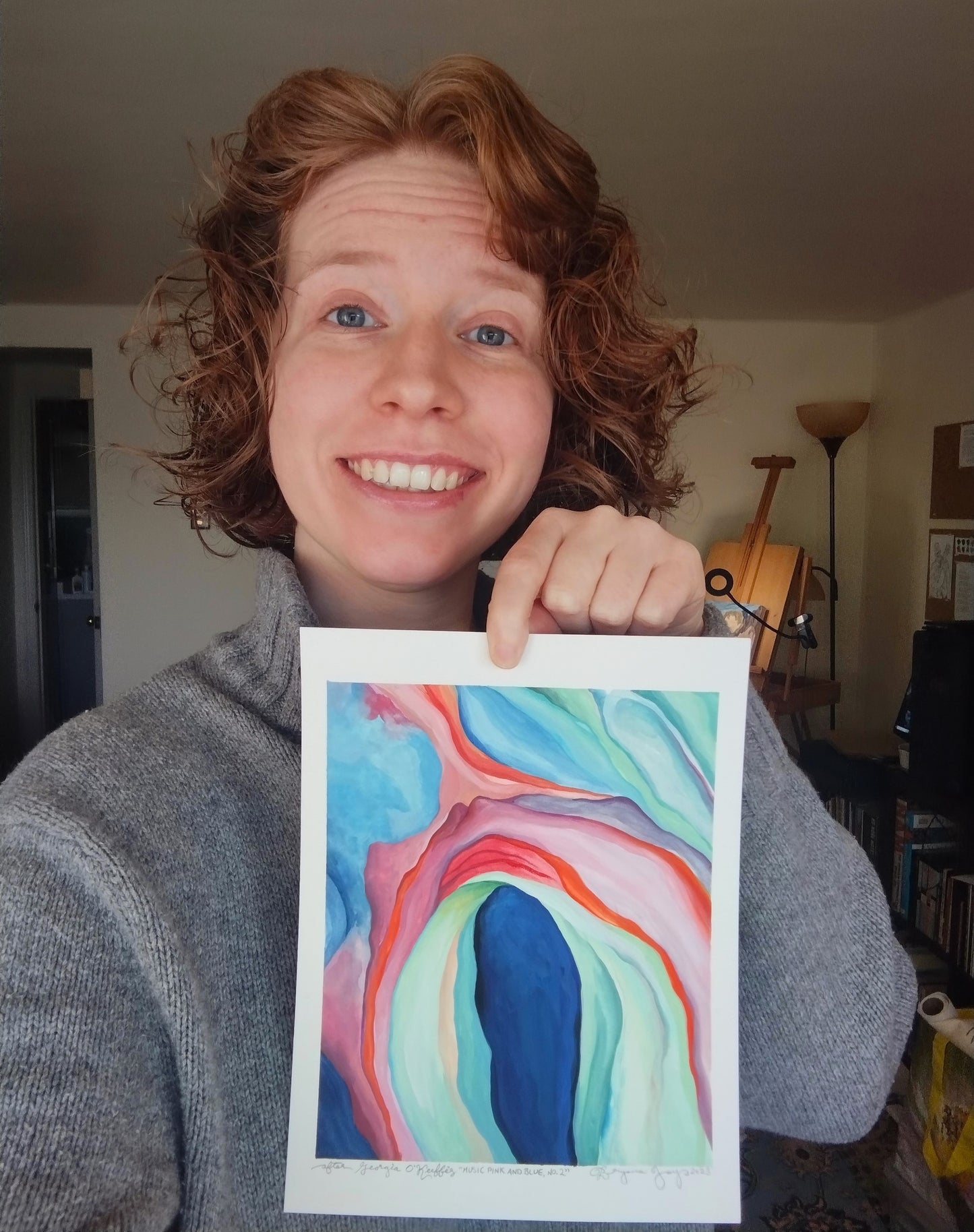 "After Georgia O'Keeffe: Music Pink and Blue, No. 2" (Original Gouache Sketch)