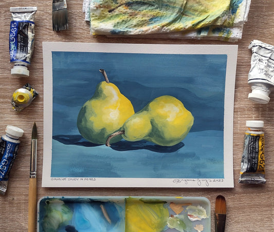 "Gouache Study in Pears" (Original Gouache Sketch)