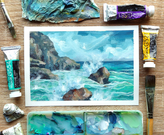 "Coastal Study" (Original Gouache Sketch)
