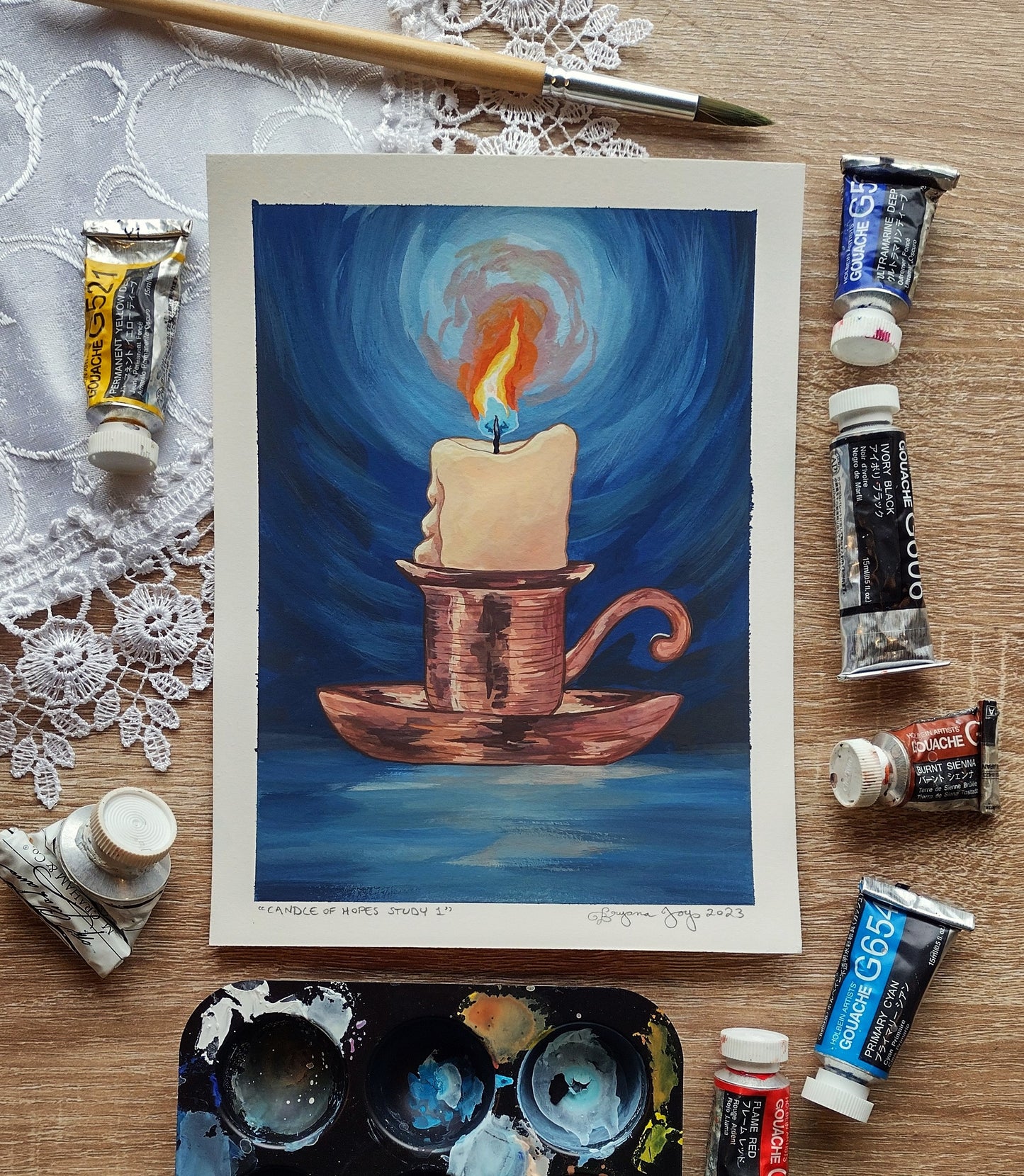 "Candle of Hopes Study" (Original Gouache Sketch)