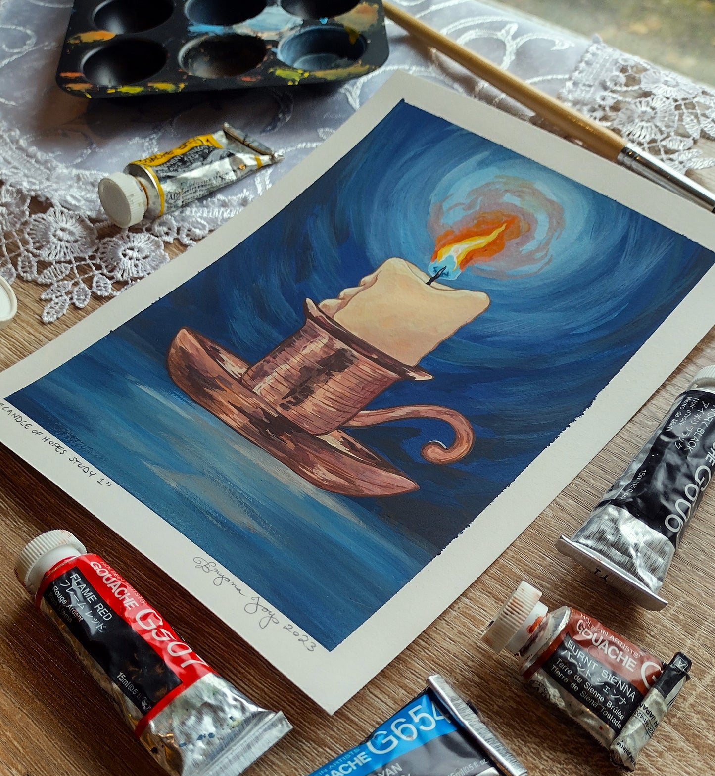 "Candle of Hopes Study" (Original Gouache Sketch)