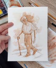 Load image into Gallery viewer, &quot;Tom in Sepia&quot; (Original Monochromatic Watercolor Sketch)