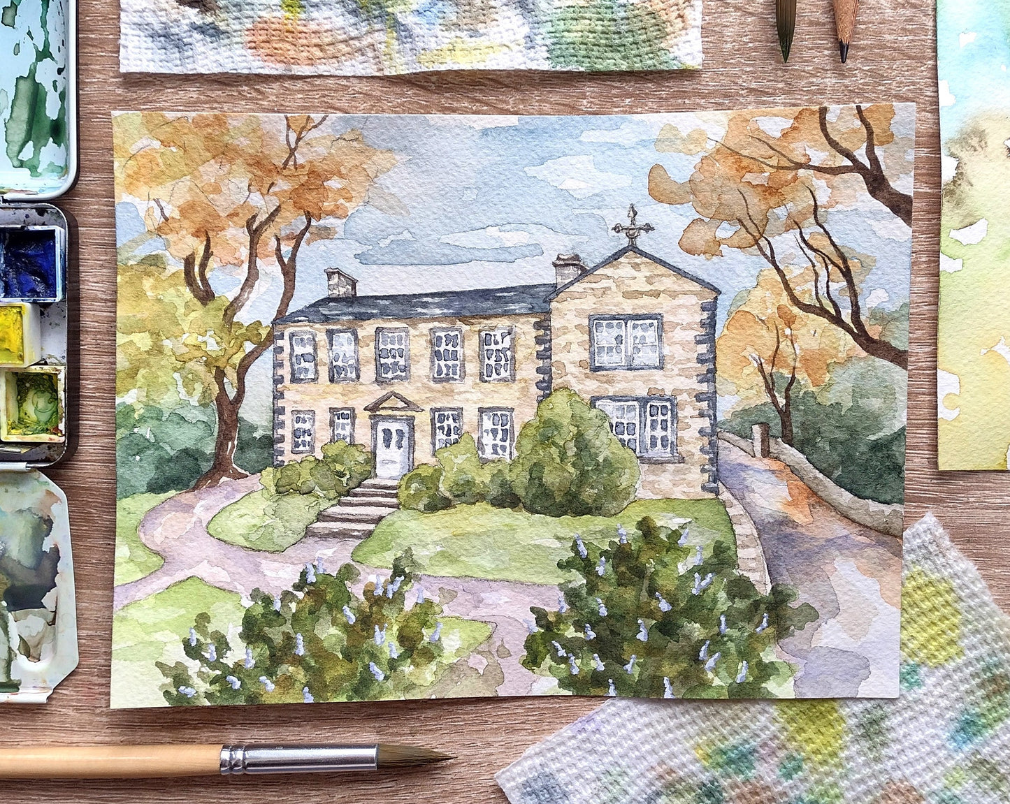 "Brontë Parsonage in Haworth, England" (Original Watercolor Sketch)