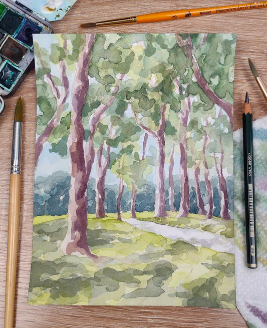 "UT Tyler Campus in Summer" (Original Watercolor Sketch)
