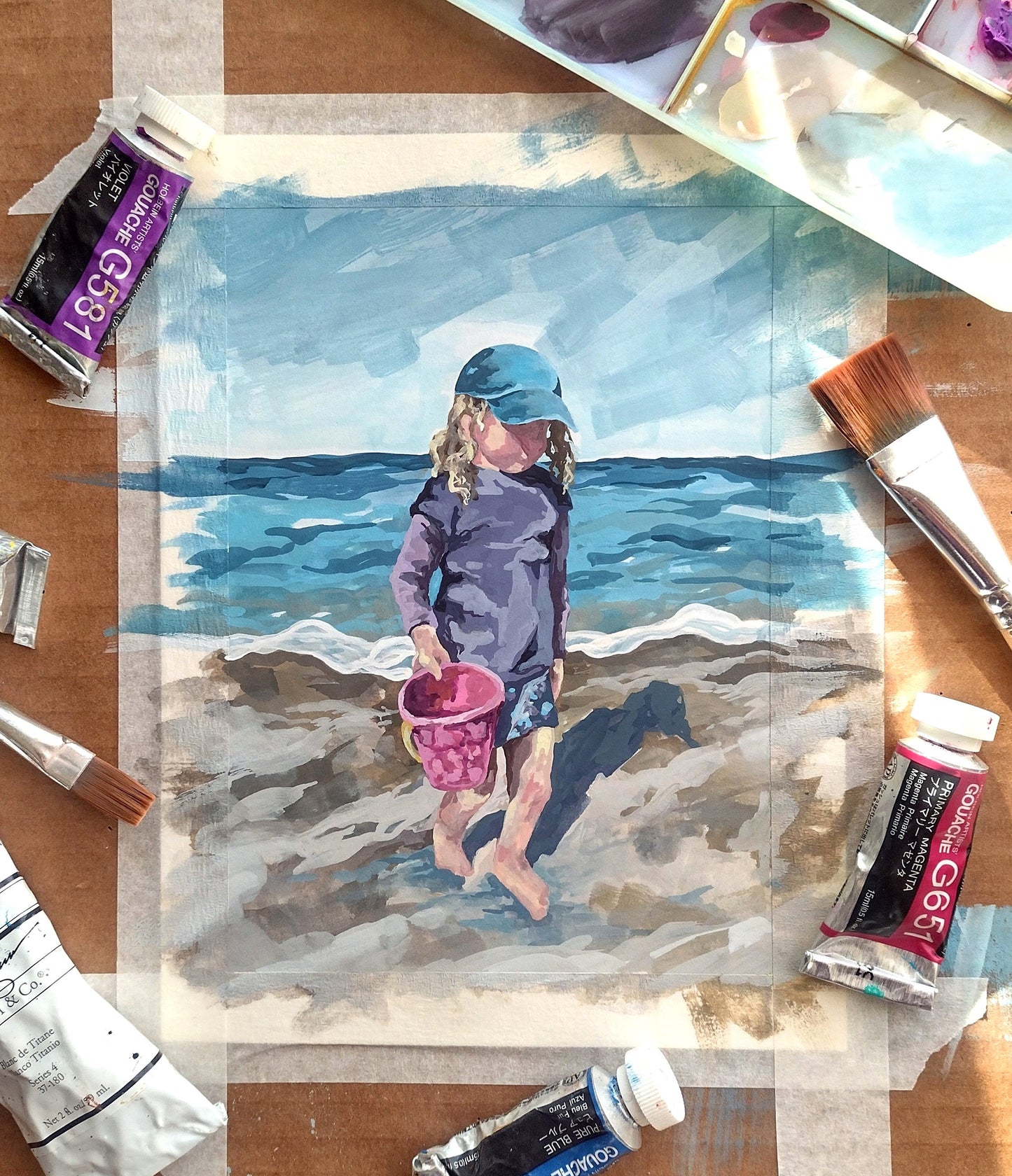 "Nessa at Mingan Island" (Original Gouache Sketch)