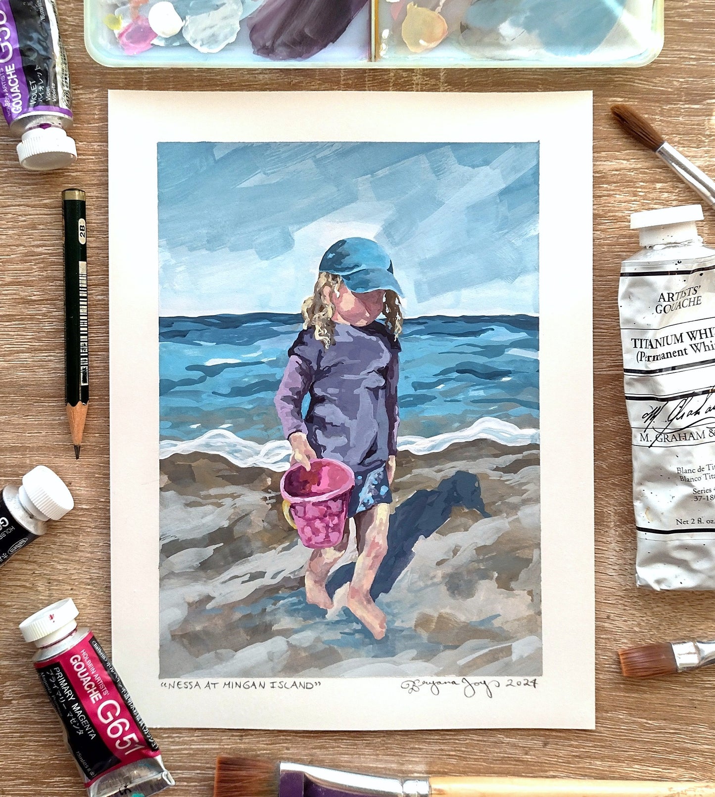 "Nessa at Mingan Island" (Original Gouache Sketch)