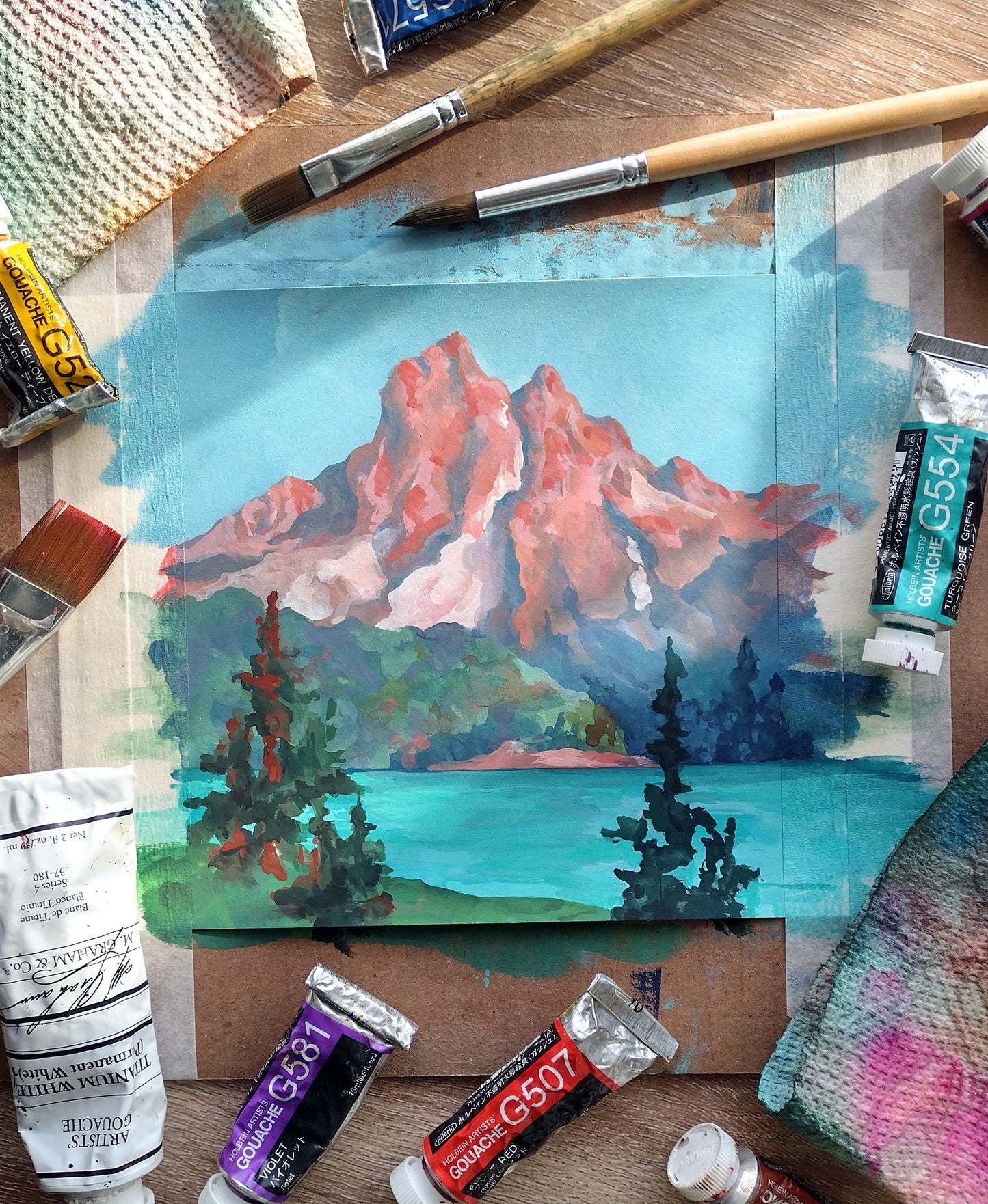 "After Edgar Payne: Sierra Lake" (Original Gouache Master Study Sketch)