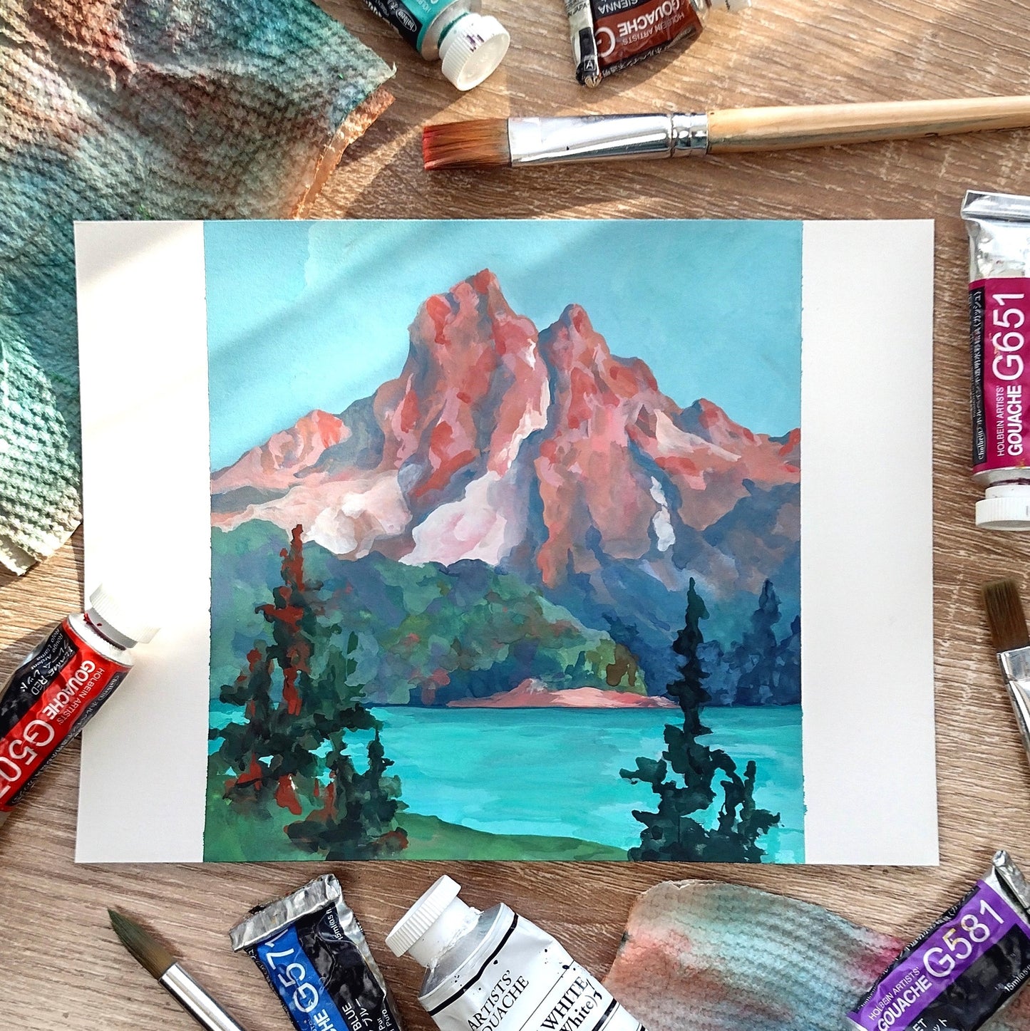 "After Edgar Payne: Sierra Lake" (Original Gouache Master Study Sketch)