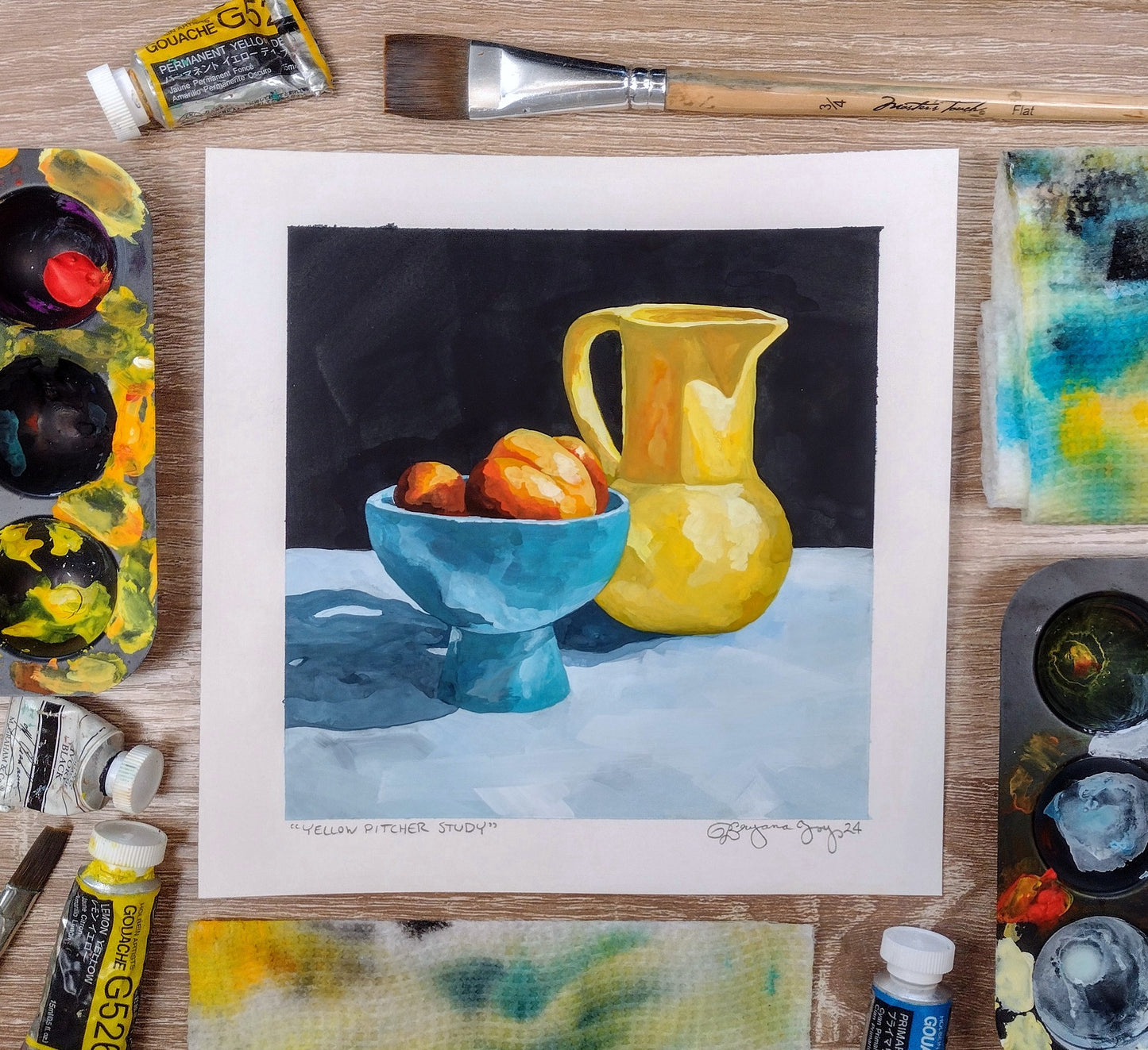 "Yellow Pitcher Study" (Original Gouache Still Life Sketch)