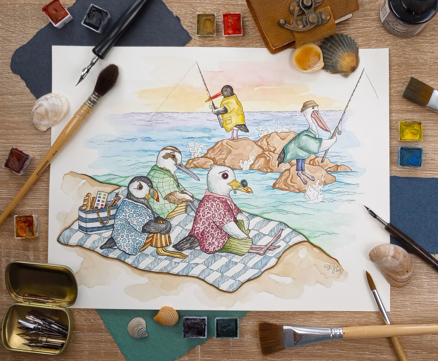 "The Beach Day: A Puffin & Piper Story" Illustration Originals