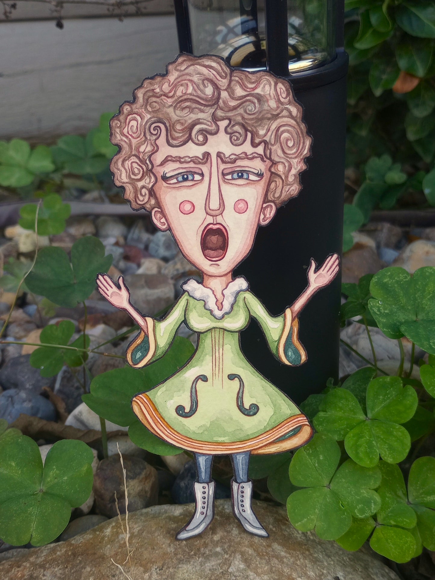 Sprites of Caroling: Original Watercolor Paper Art Dolls