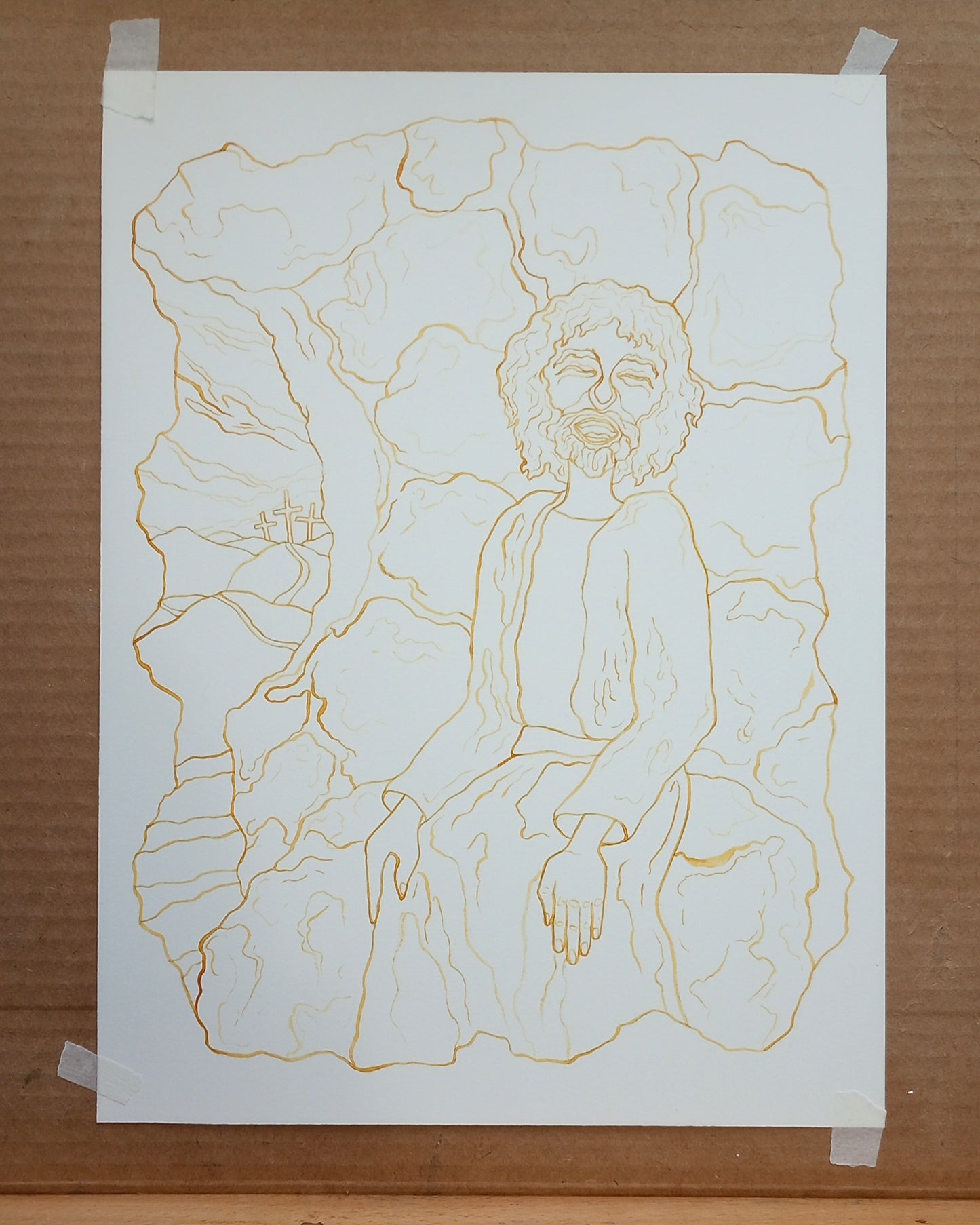 "The Second Day" Original Watercolor Illustration for "Faces of God" (12x9 inches)