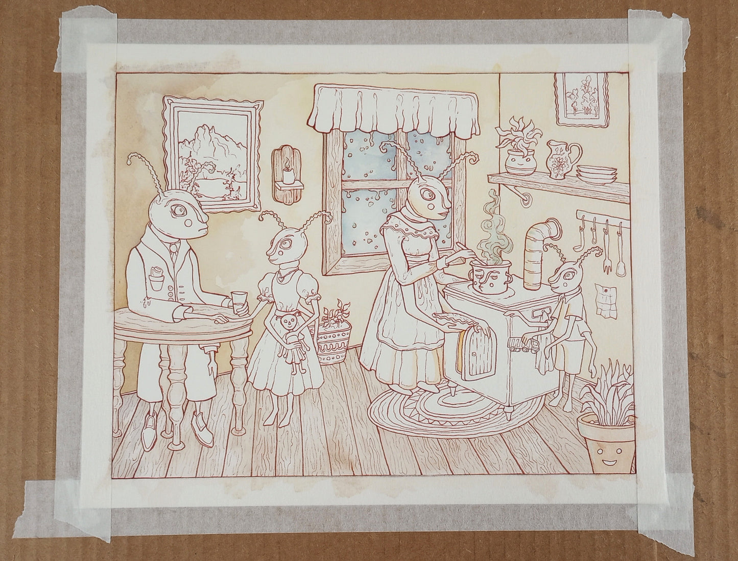 "The Termites" Original Watercolor Painting (8x10 inches)