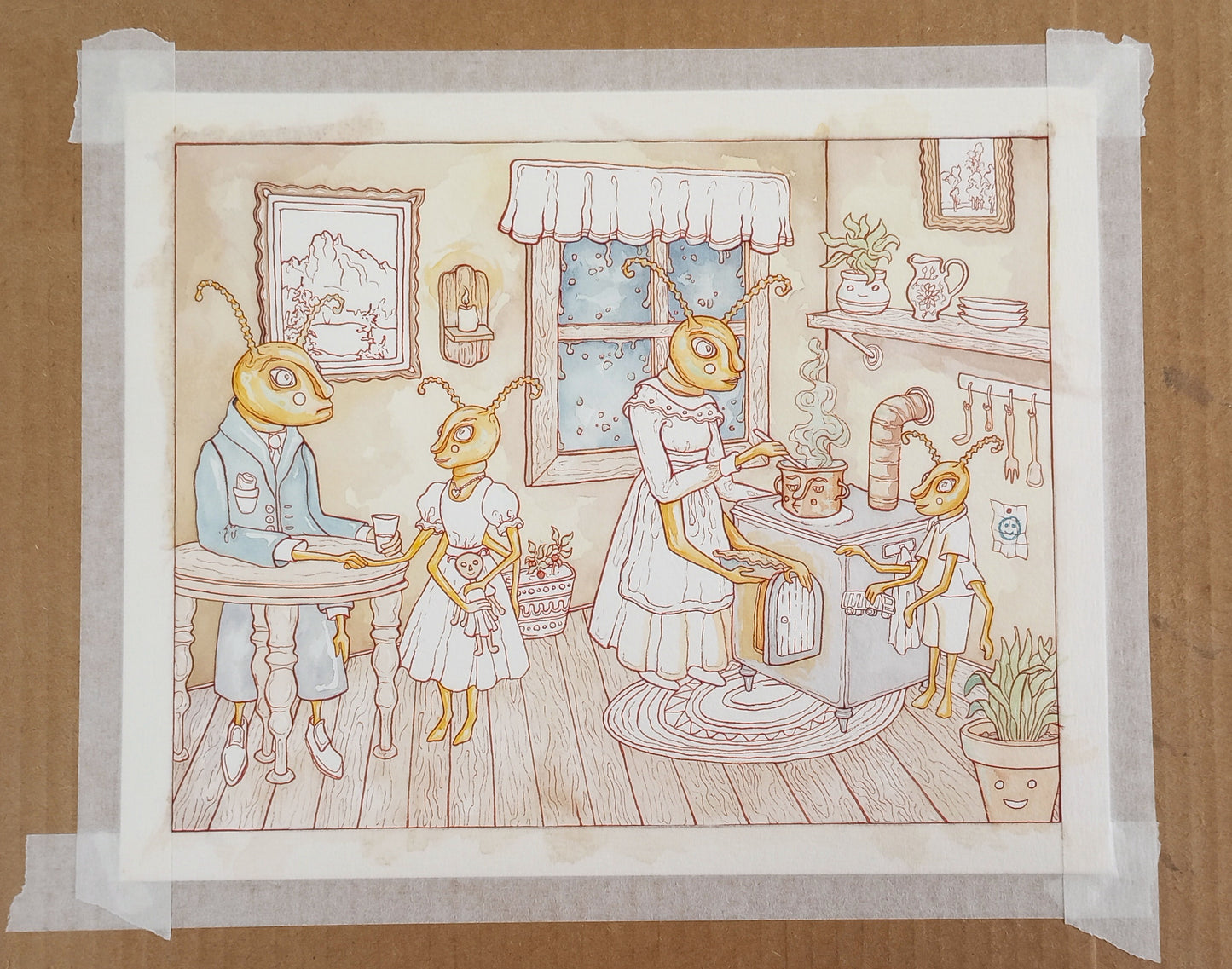 "The Termites" Original Watercolor Painting (8x10 inches)