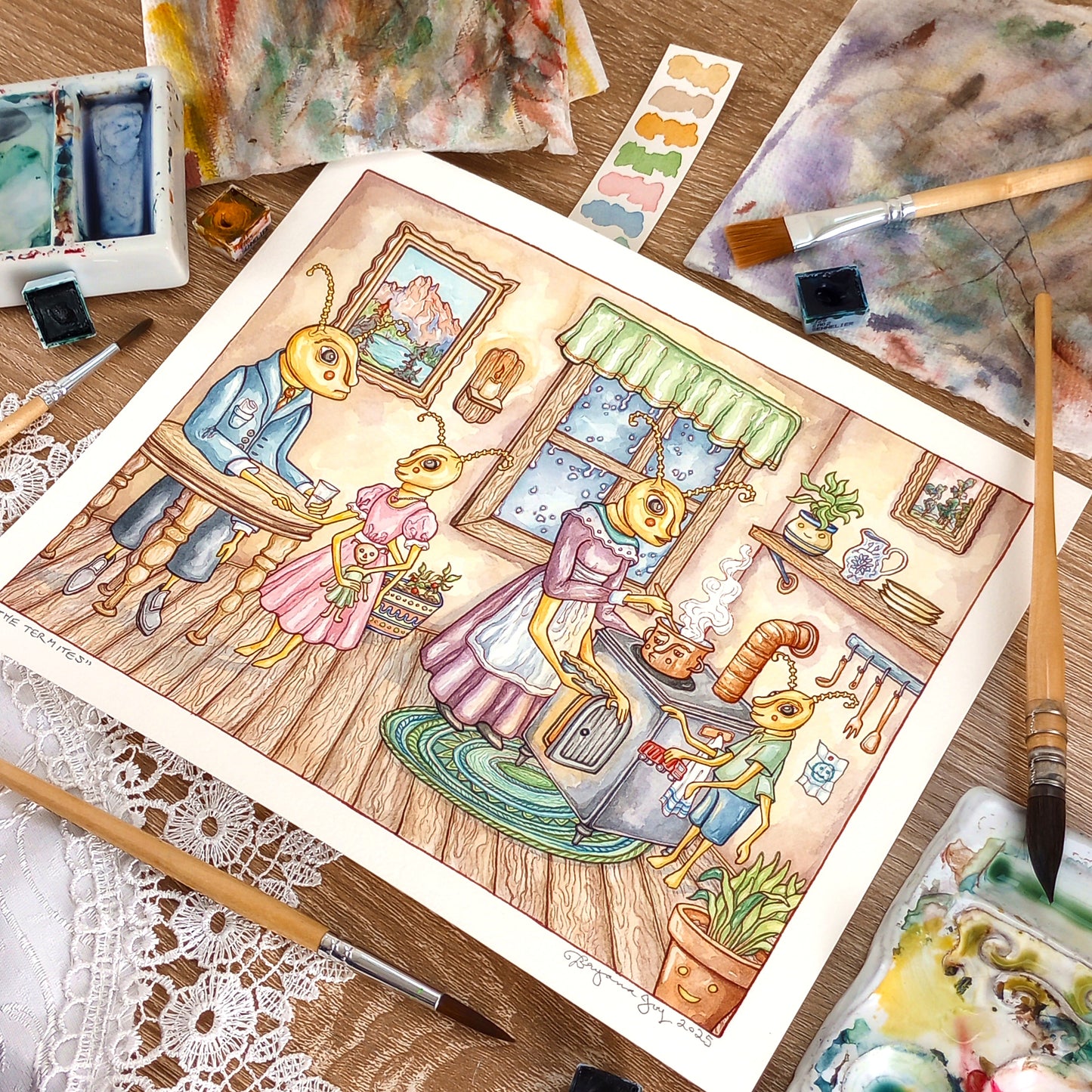 "The Termites" Original Watercolor Painting (8x10 inches)