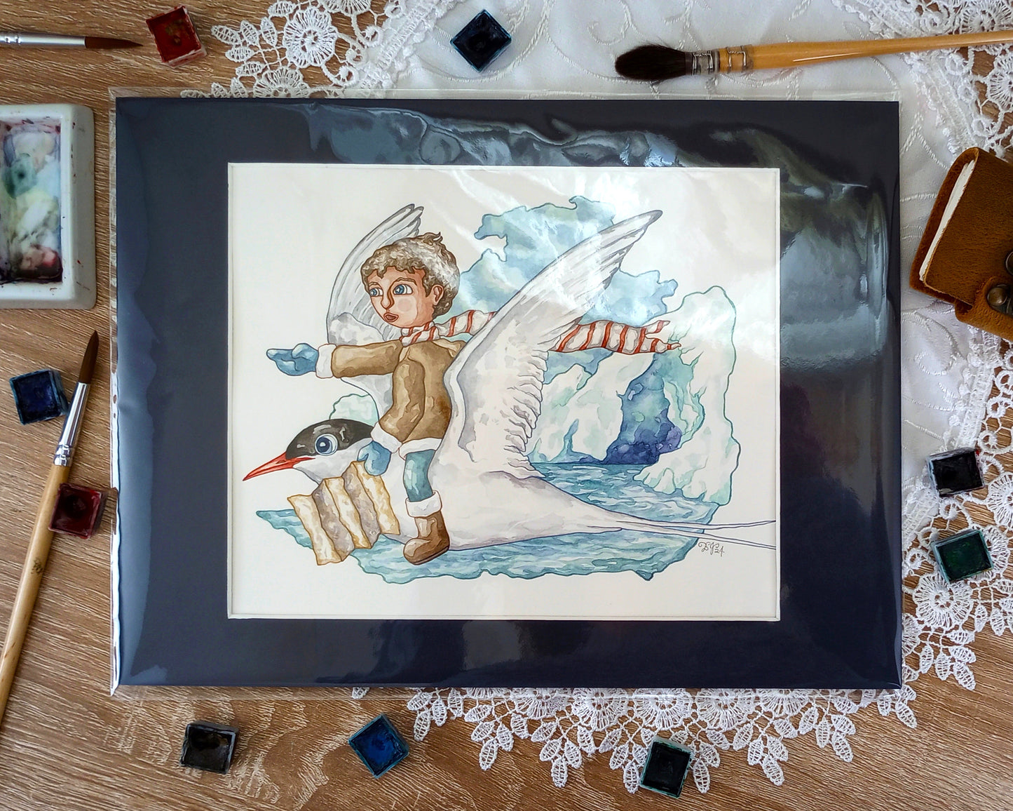 "Tern Journeys" Original Watercolor Painting (7.25x9 inches, matted to roughly 9x12 inches)