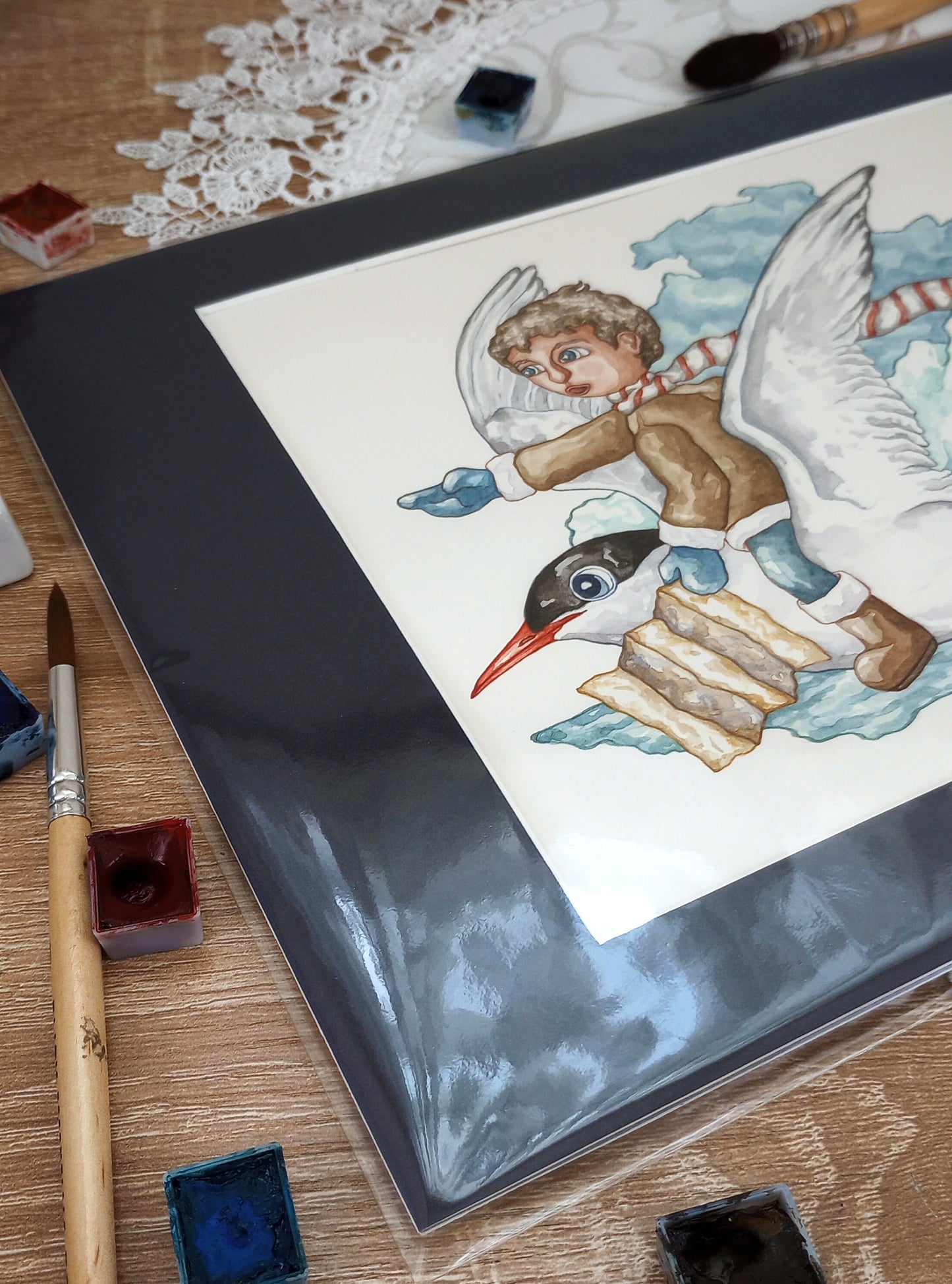 "Tern Journeys" Original Watercolor Painting (7.25x9 inches, matted to roughly 9x12 inches)