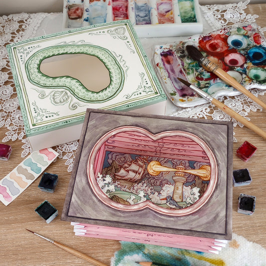 "Don't Wreck!" — Original Miniature Watercolor Paper Theatre Scene