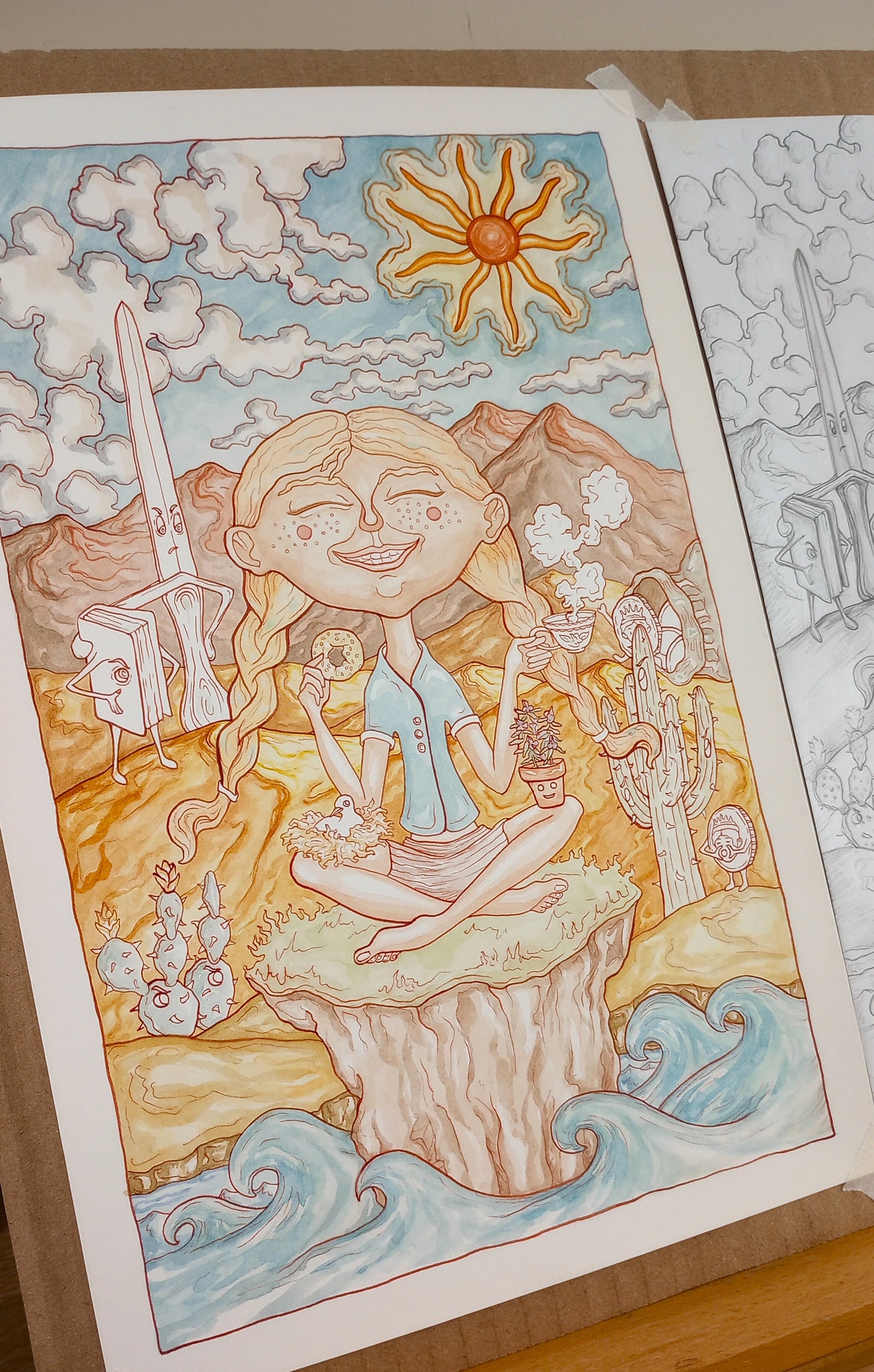 "Know What You Know" Original Watercolor Illustration With Painted Mat