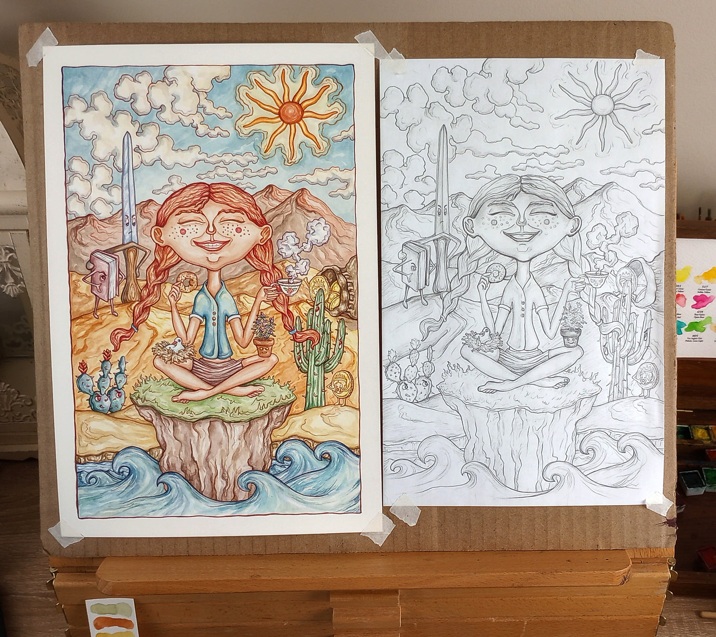 "Know What You Know" Original Watercolor Illustration With Painted Mat