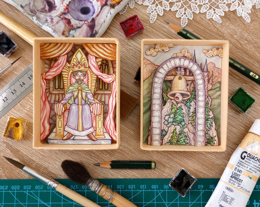 "How Can I Keep From Singing?" — Original Miniature Watercolor Diorama Box with Action