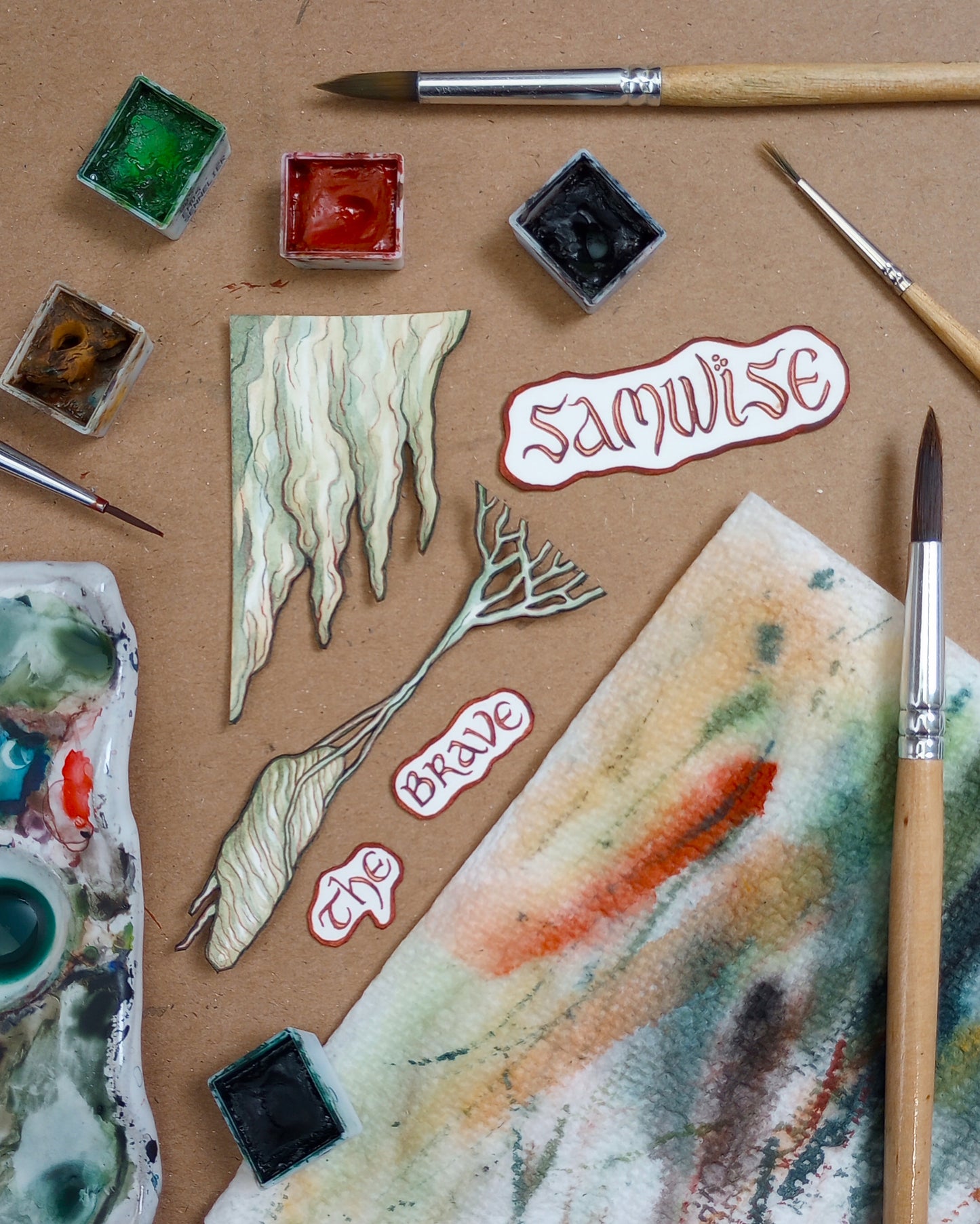 "Samwise The Brave" — Original Miniature Watercolor Diorama Box