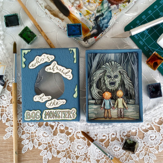 "Who's Afraid of the Bog Monster?" — Original Miniature Watercolor Diorama Box