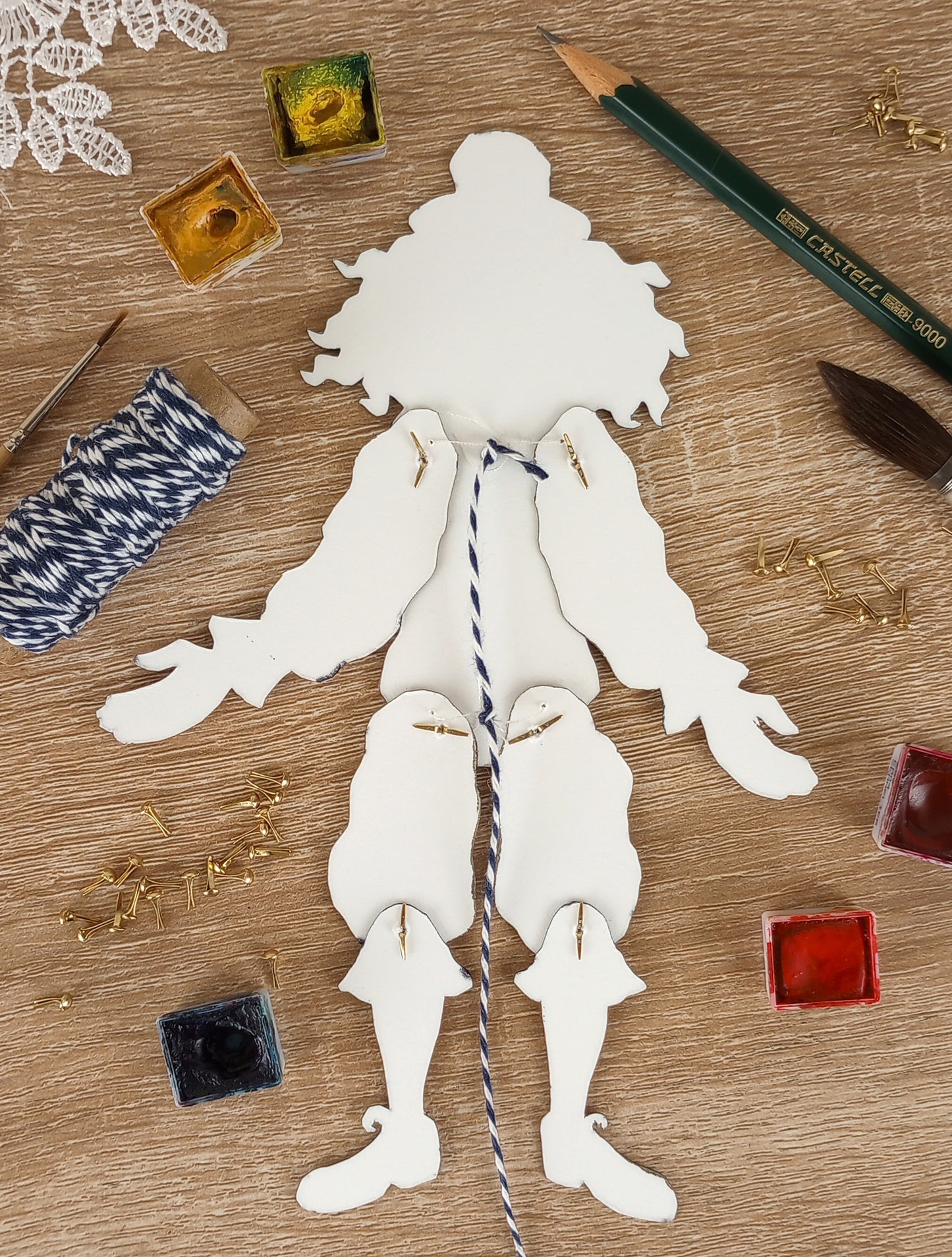 Articulated Paper Jumping Jack Doll Sheet — Lemonade the Clown — Pin Fasteners Included!