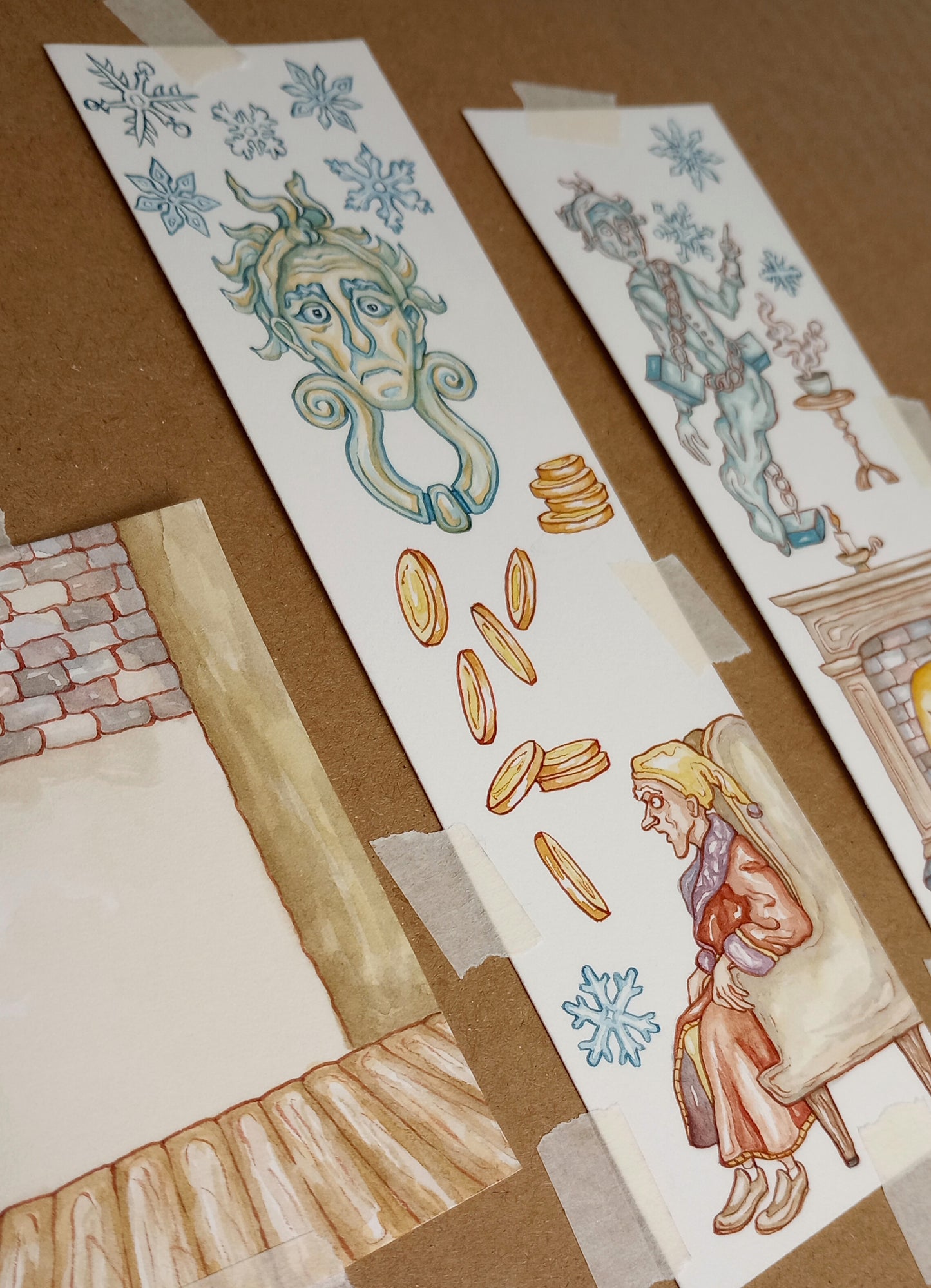 "'Business!' cried the Ghost, wringing its hands again" — Original Miniature Watercolor Diorama Box inspired by Charles Dickens' "A Christmas Carol"