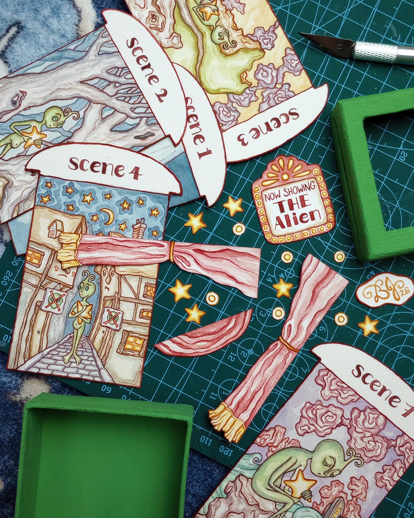 "The Alien" — Original Miniature Paper Theatre Box With Ten Handpainted Scenes