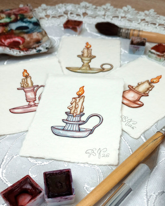 "This Little Light of Mine" (Select From Set of 4 Original Watercolor Papercut Candle ACEOs)