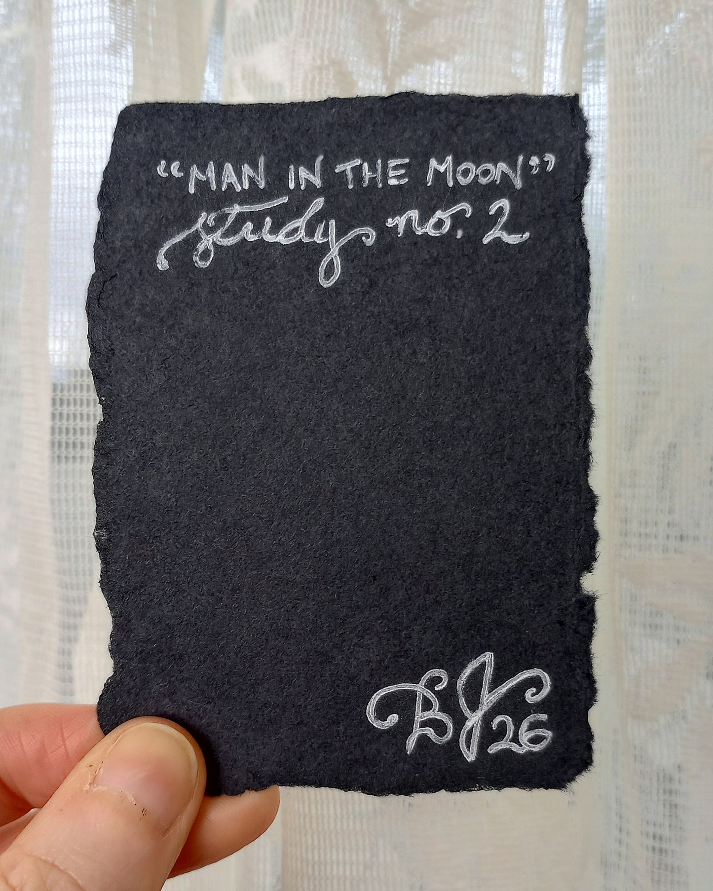 Man In The Moon Study No. 2 (Original Watercolor Papercut ACEO)