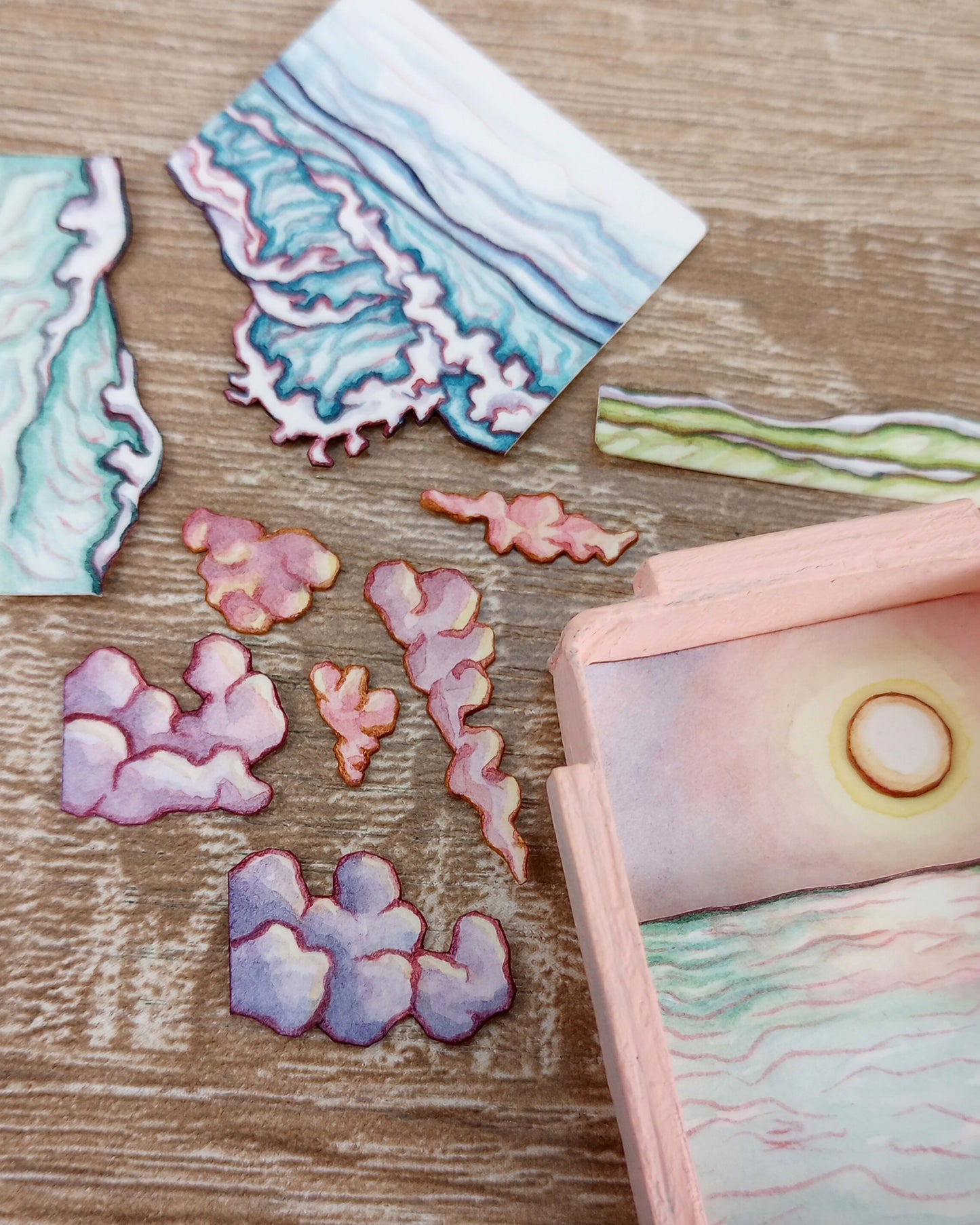 "Aye, Calypso!" — Original Oceanic 3D Watercolor Matchbox Diorama