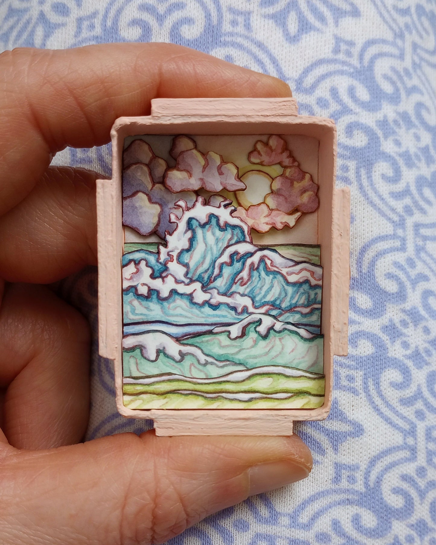 "Aye, Calypso!" — Original Oceanic 3D Watercolor Matchbox Diorama