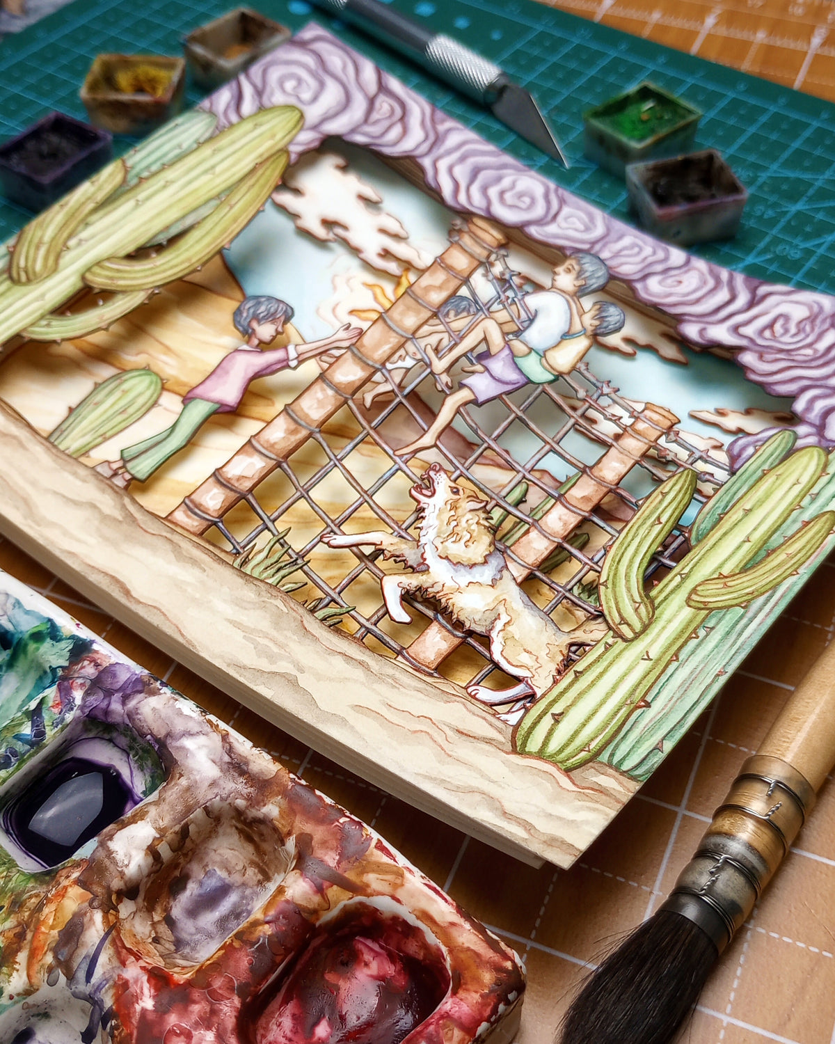 "The Wolf at the Door" (LIMITED EDITION 2D fine art print featuring scans of a 3D tunnel book)