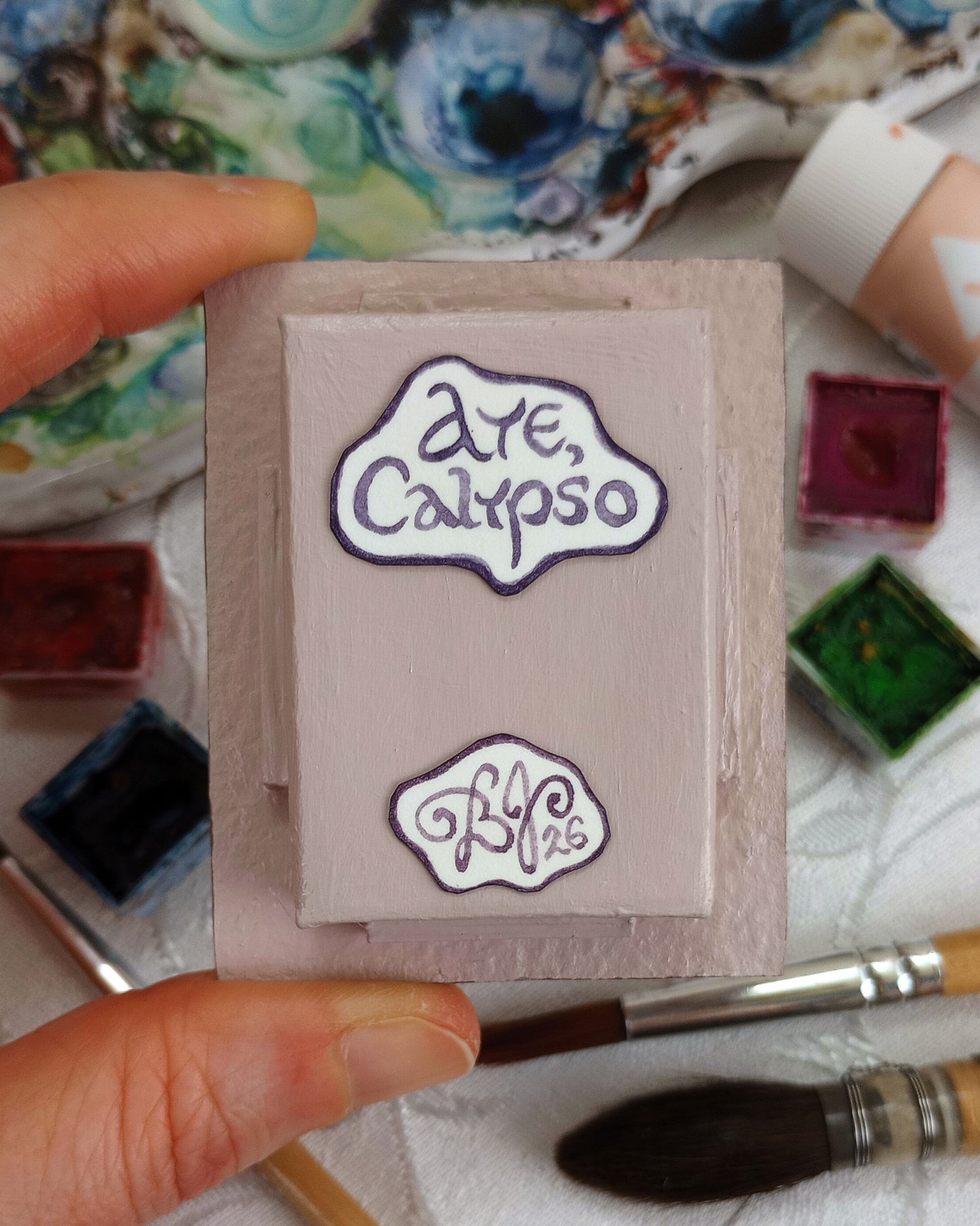 "Aye, Calypso!" — Original Oceanic 3D Watercolor Matchbox Diorama