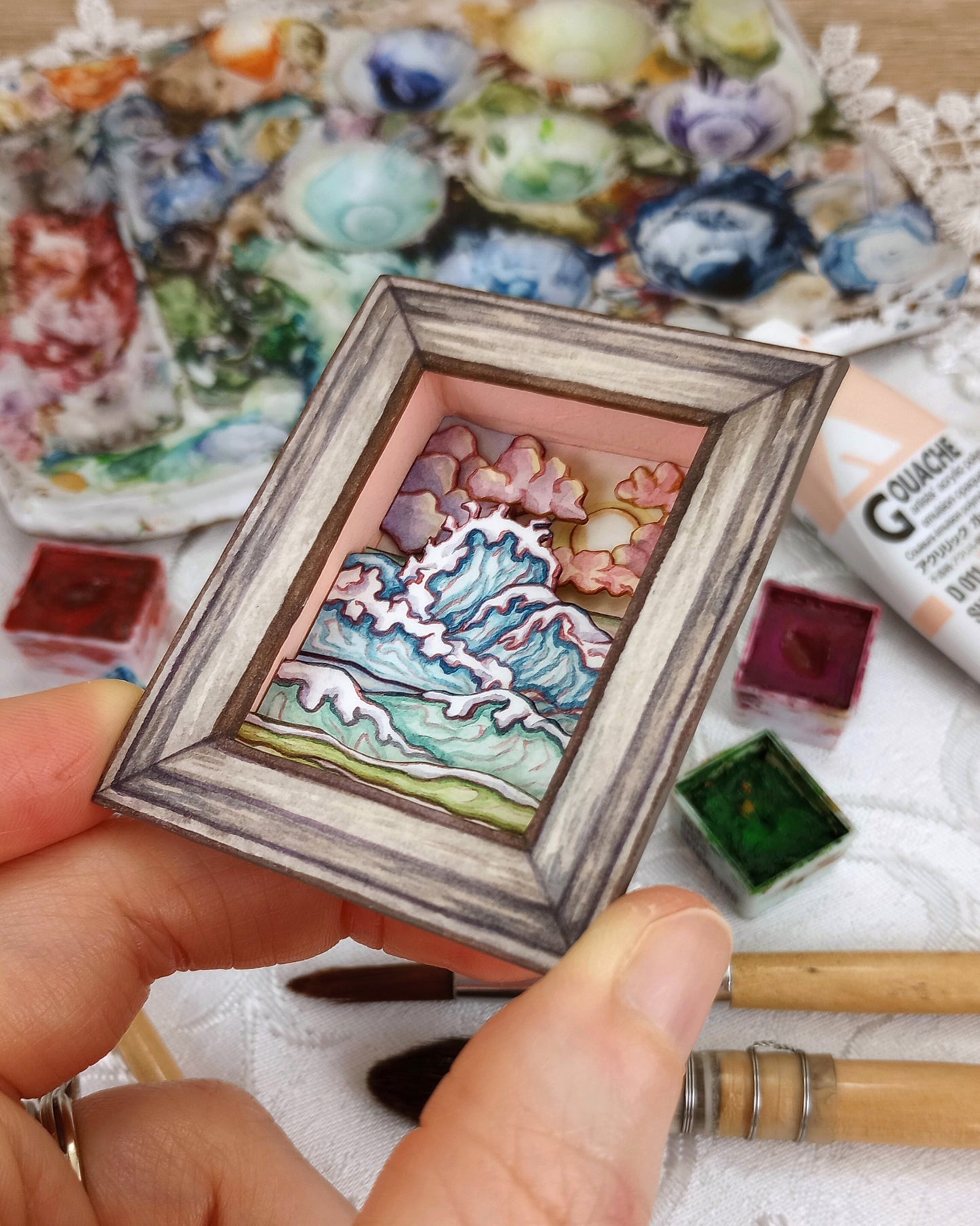 "Aye, Calypso!" — Original Oceanic 3D Watercolor Matchbox Diorama